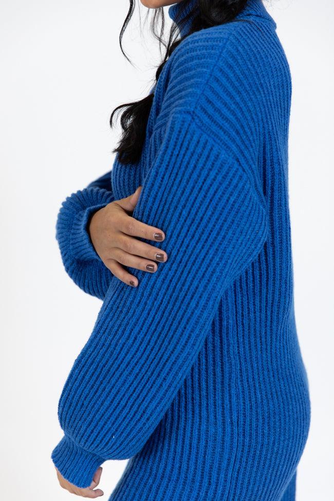 Call My Bluff Blue Bubble Sleeve Turtleneck Sweater Dress  FINAL SALE Product Image