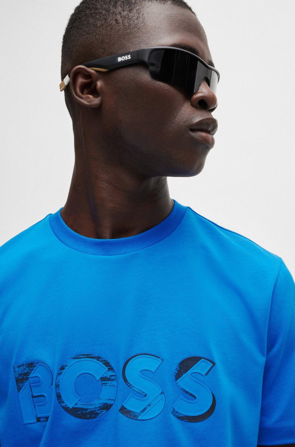 Stretch-cotton short-sleeved T-shirt with logo artwork Product Image