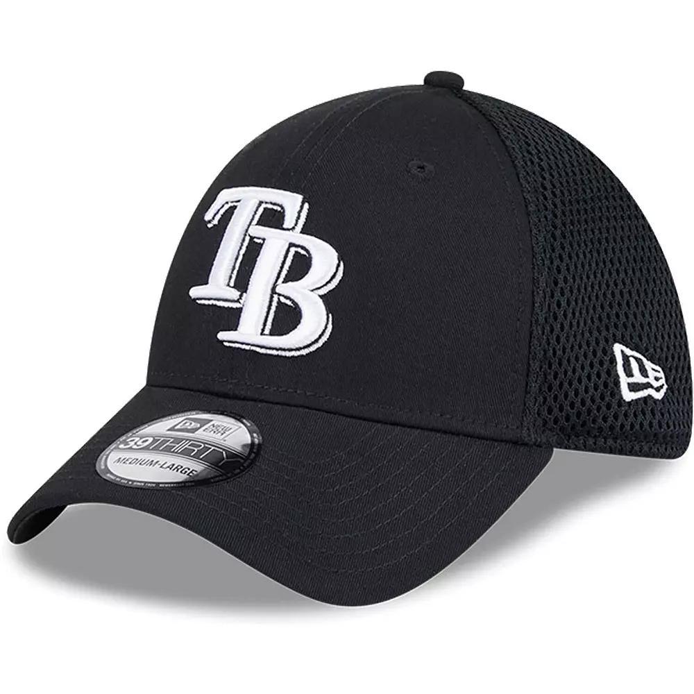 Men's New Era Tampa Bay Rays Evergreen Black & White Neo 39THIRTY Flex Hat, Size: Medium/Large Product Image
