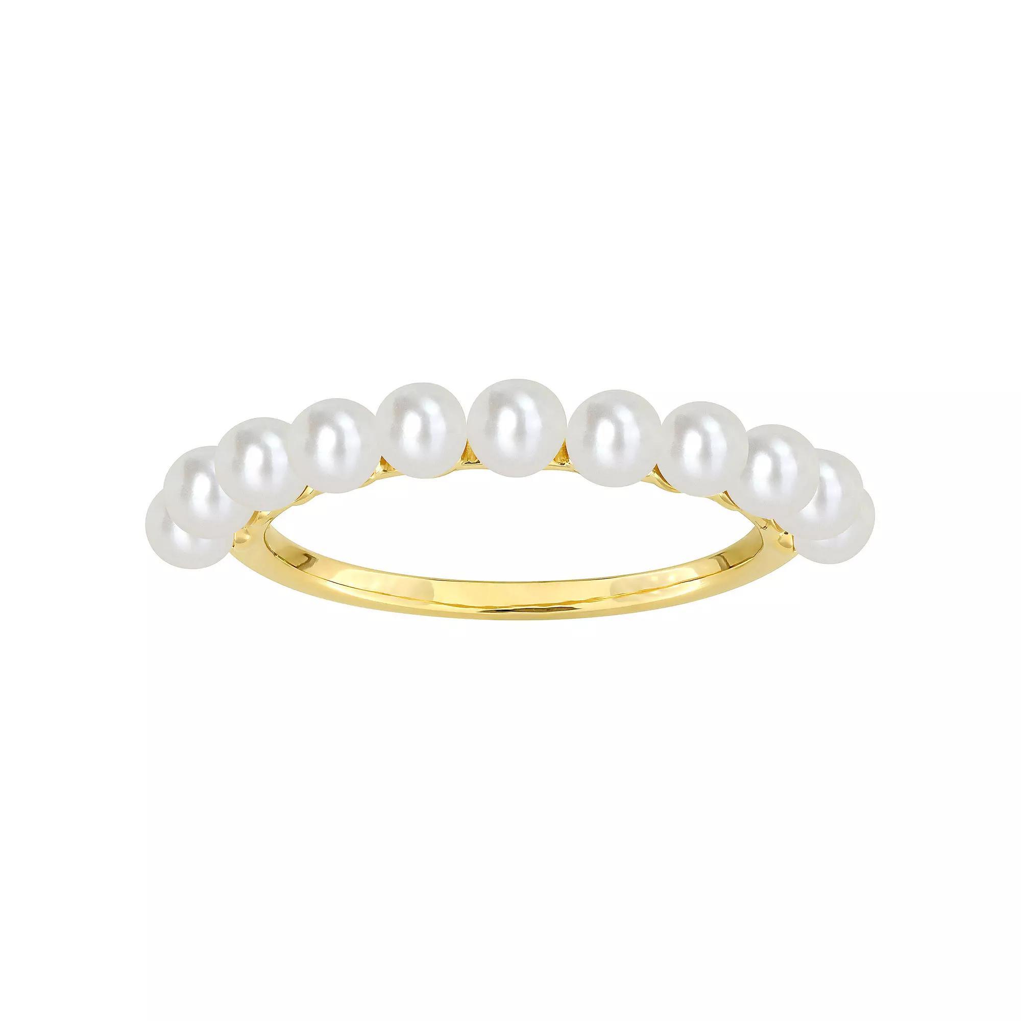 Stella Grace 14k Gold Freshwater Cultured Pearl Single Row Ring, Women's, Size: 6.50 Product Image