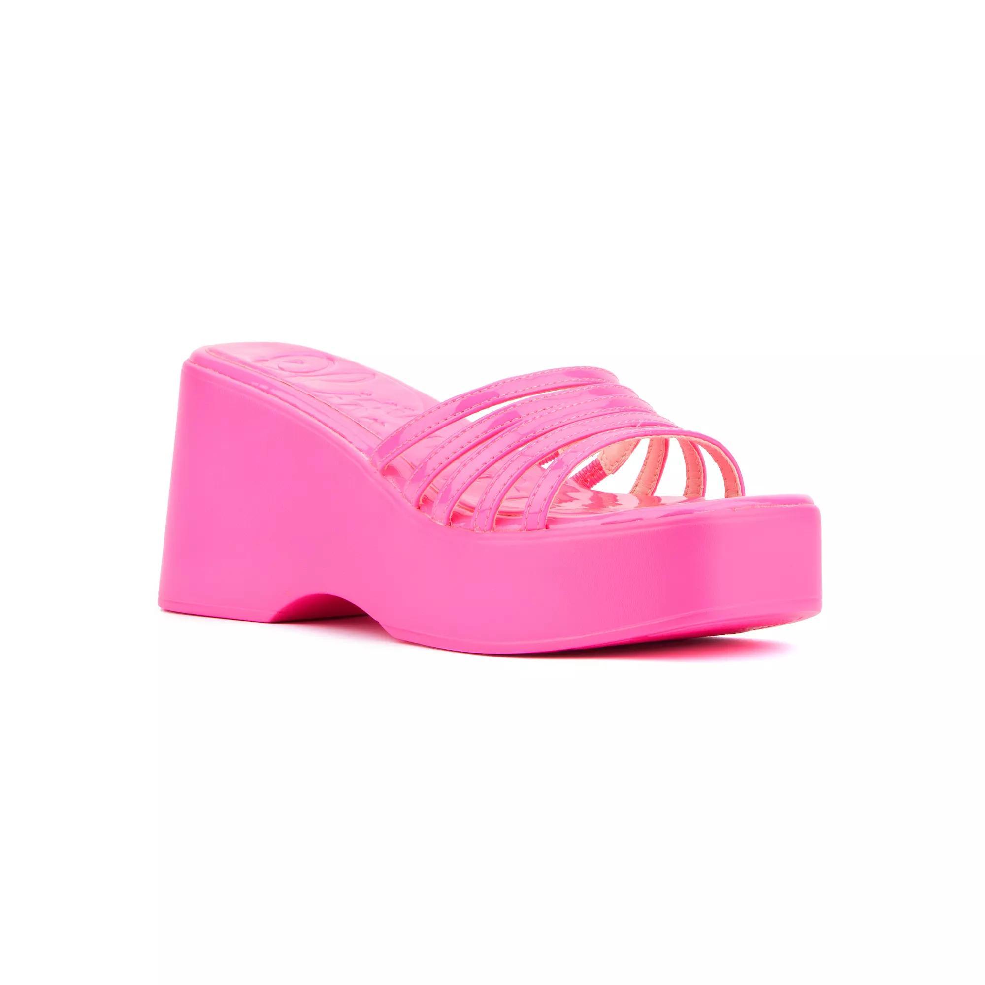 Olivia Miller Women's Dreamer Wedge Sandals, Size: 9, Neon Pink Product Image