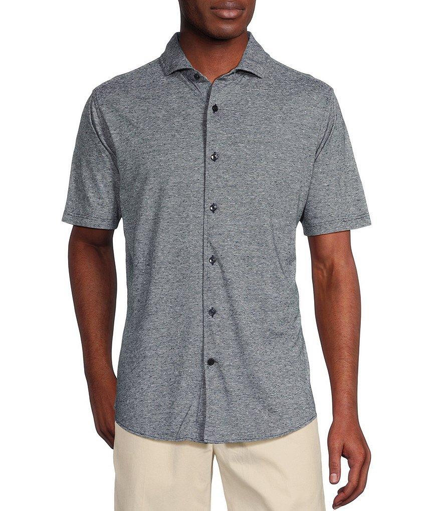 Daniel Cremieux Signature Label Jersey Jacquard Short Sleeve Coatfront Shirt Product Image