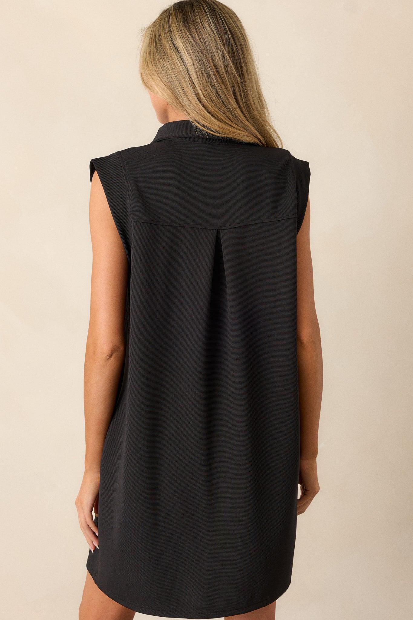 Poised Perfection Black Collared Mini Dress Product Image