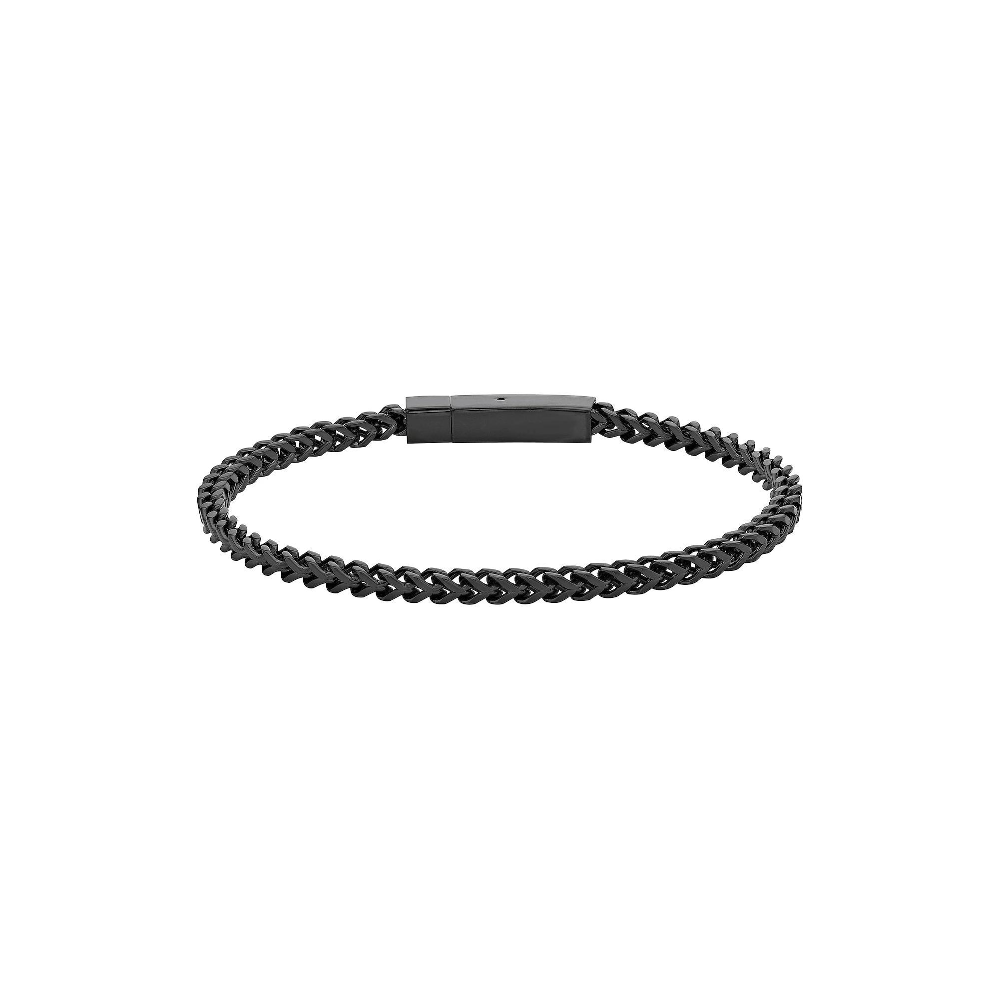 Men's LYNX Stainless Steel Foxtail Chain Bracelet, Size: 9", Black Tone Product Image