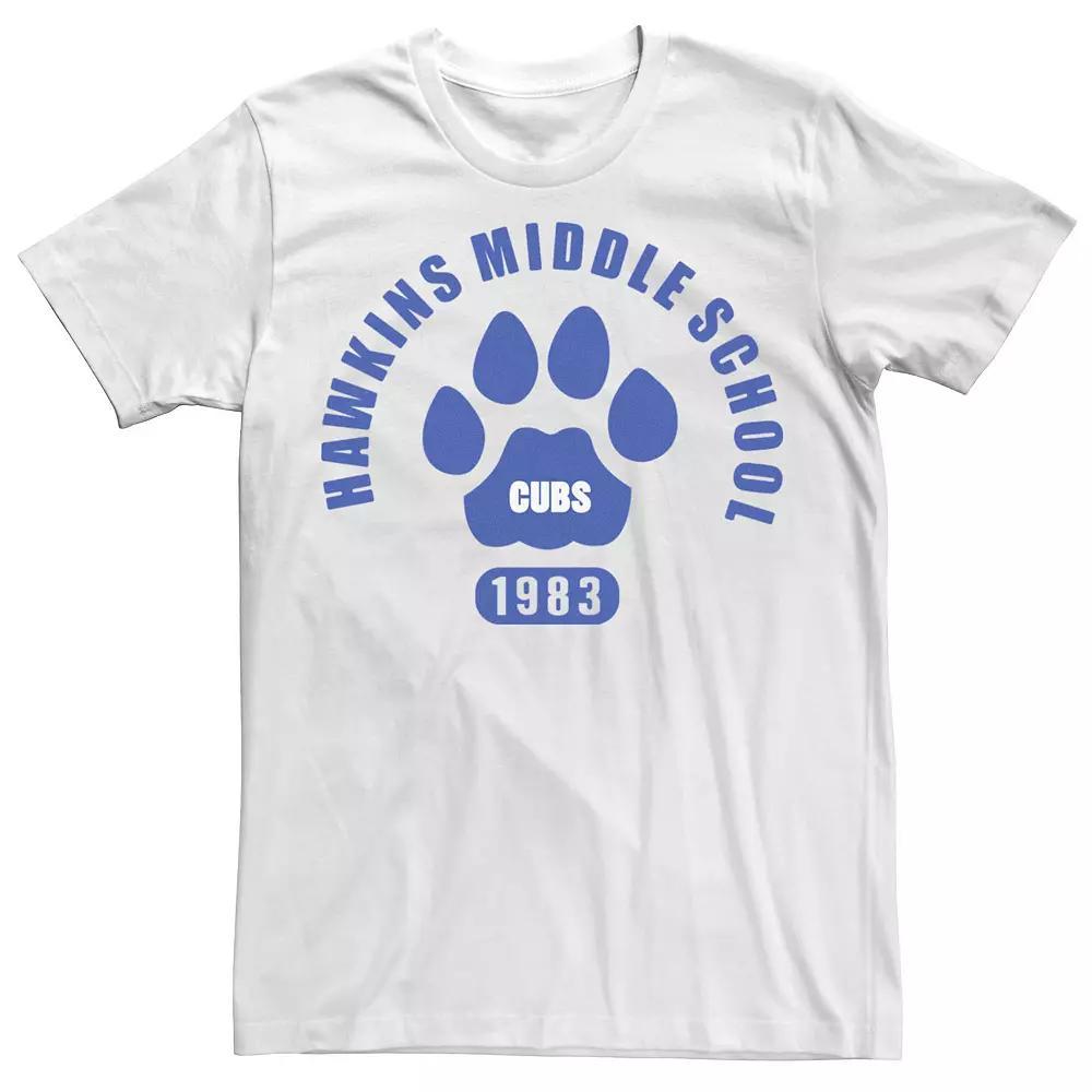 Men's Netflix Stranger Things Hawkins Middle School Cubs 1983 Tee, Size: Medium, White Product Image