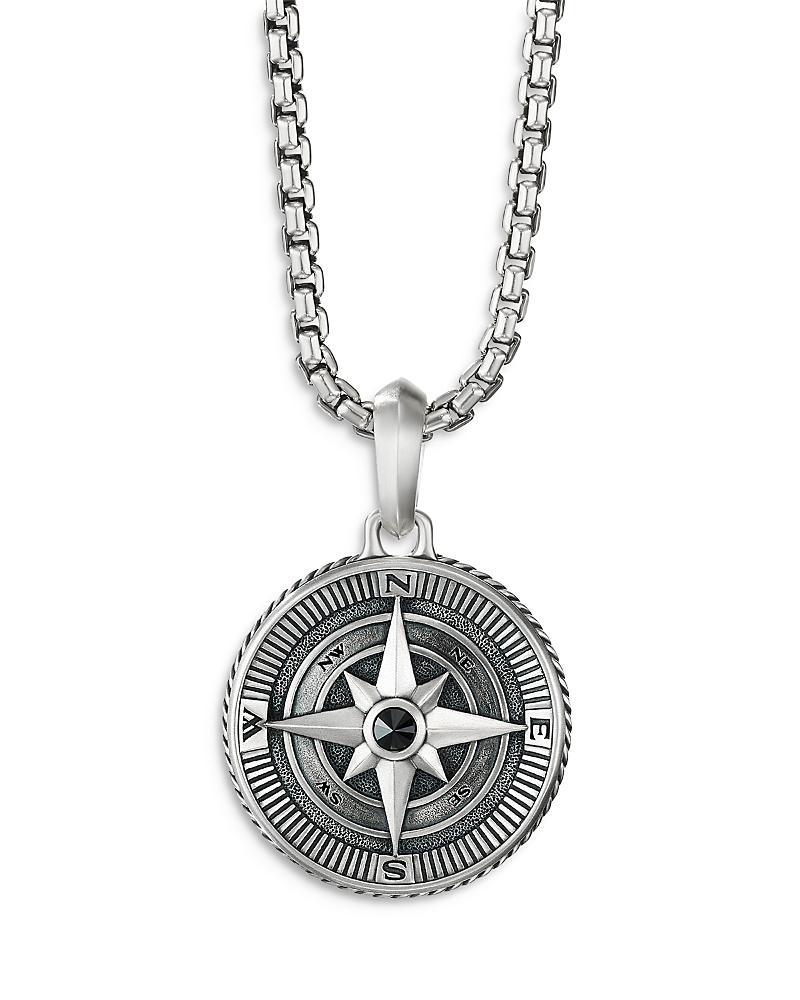 David Yurman Mens Sterling Silver Maritime Compass Amulet with Black Diamond Product Image
