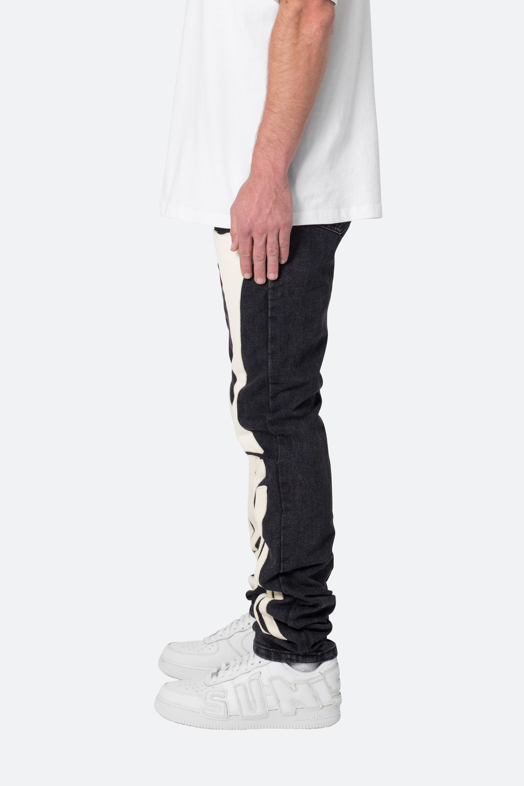 D184 Skeleton Straight Denim - Black/White Male Product Image