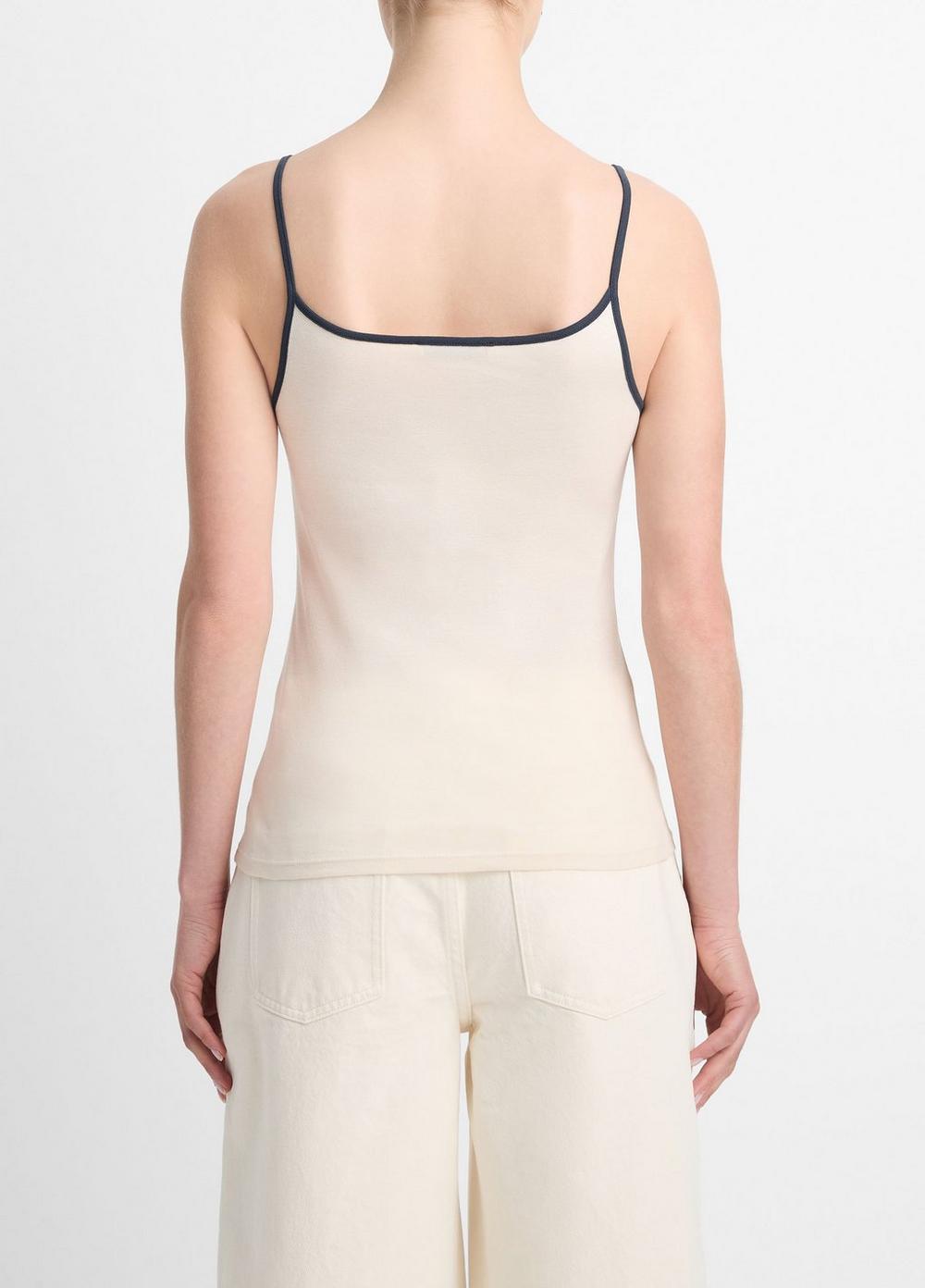 Womens Pima Cotton Tipped Camisole, Deep Lake/flaxen, Size XS Vince Product Image