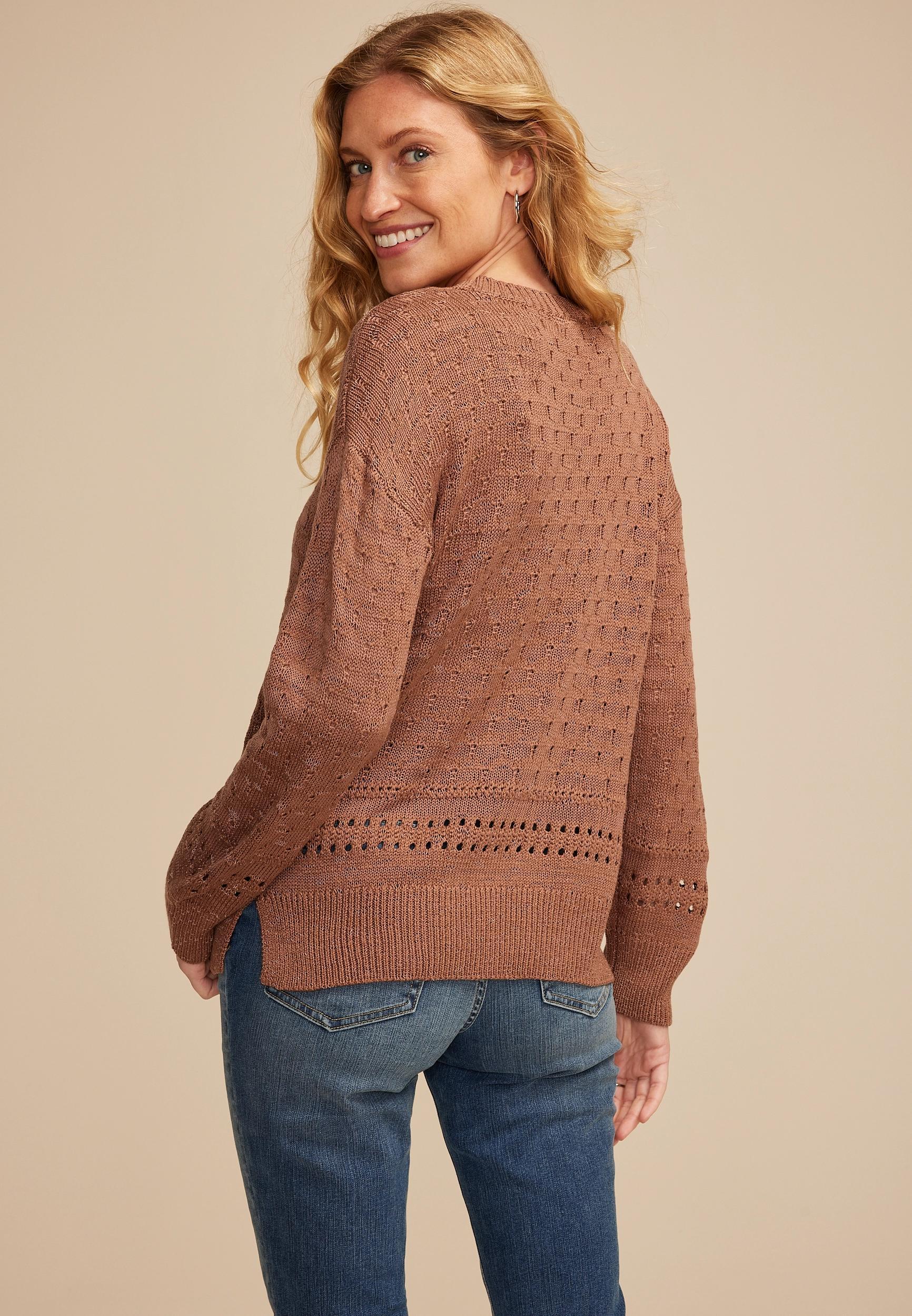 Pointelle Crew Neck Sweater Product Image
