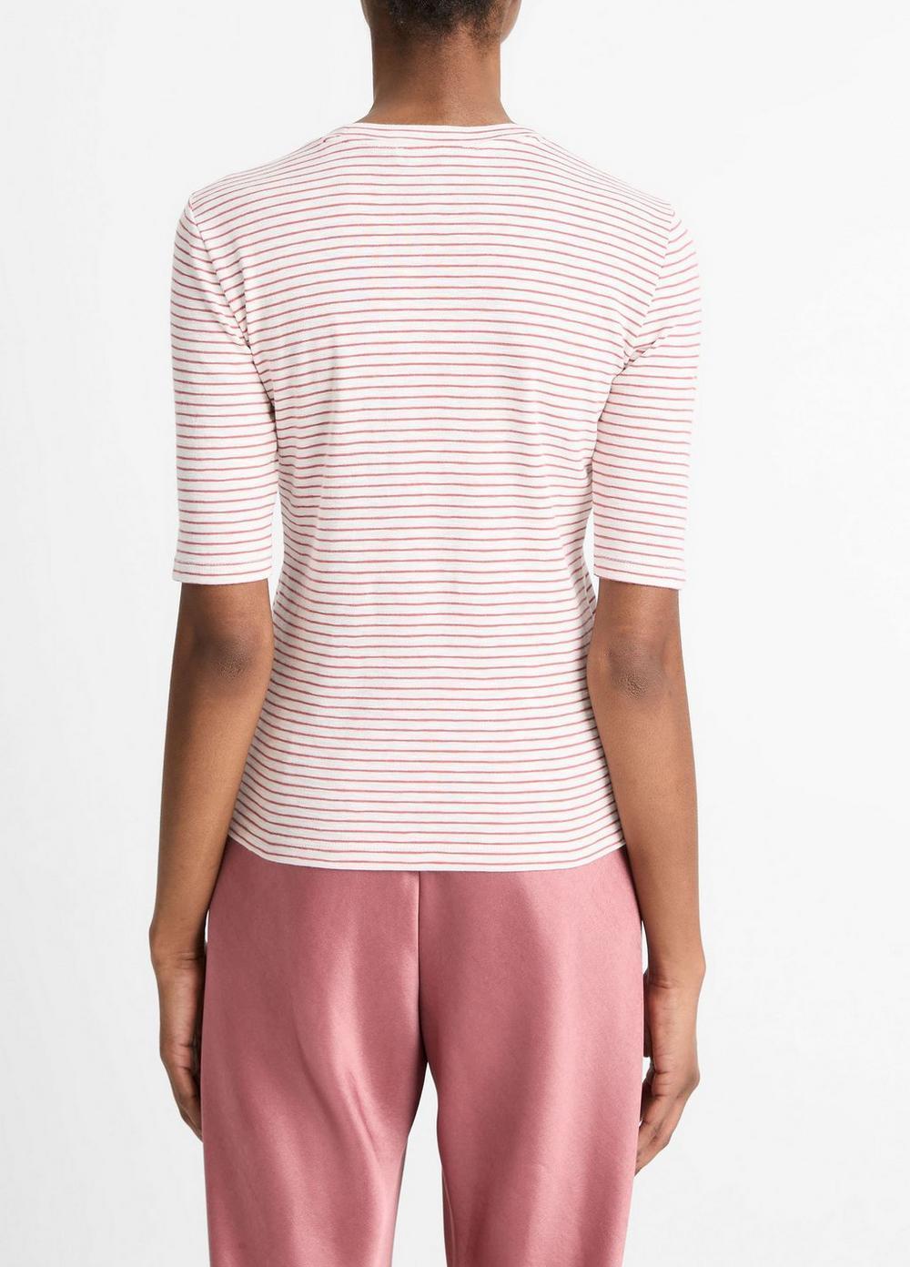 Striped Cotton-Blend Elbow-Sleeve T-Shirt Product Image