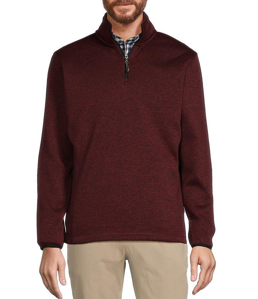 Roundtree & Yorke Long Sleeve Solid Sweater Fleece Quarter-Zip Pullover Product Image