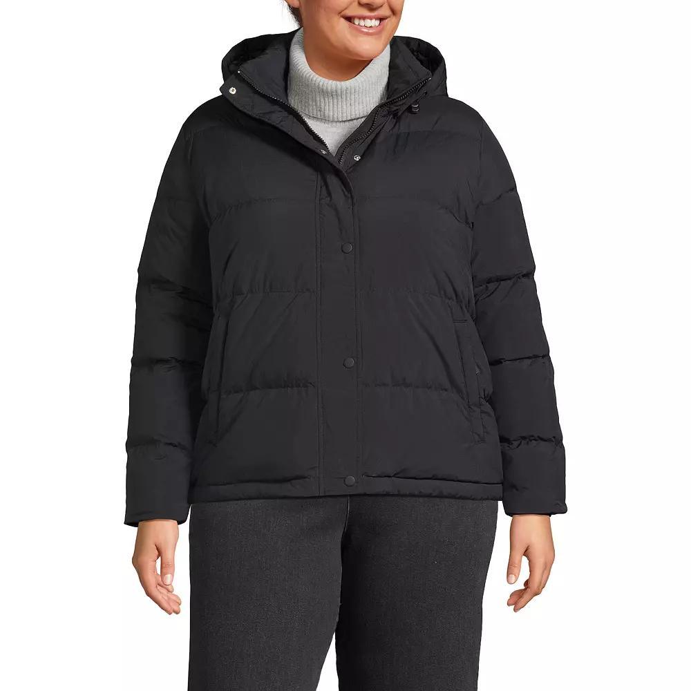 Plus Size Lands End Down Puffer Jacket with Removable Hood, Womens Evening Blue Product Image