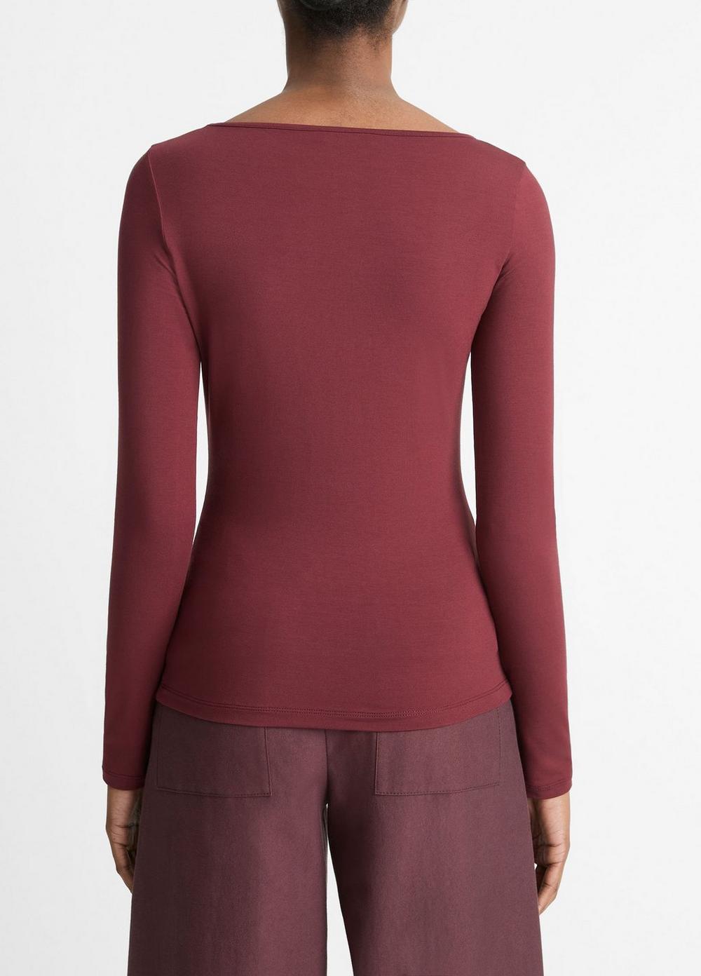 Womens Long-Sleeve Scoop Neck T-Shirt, Black, Size L Vince Product Image