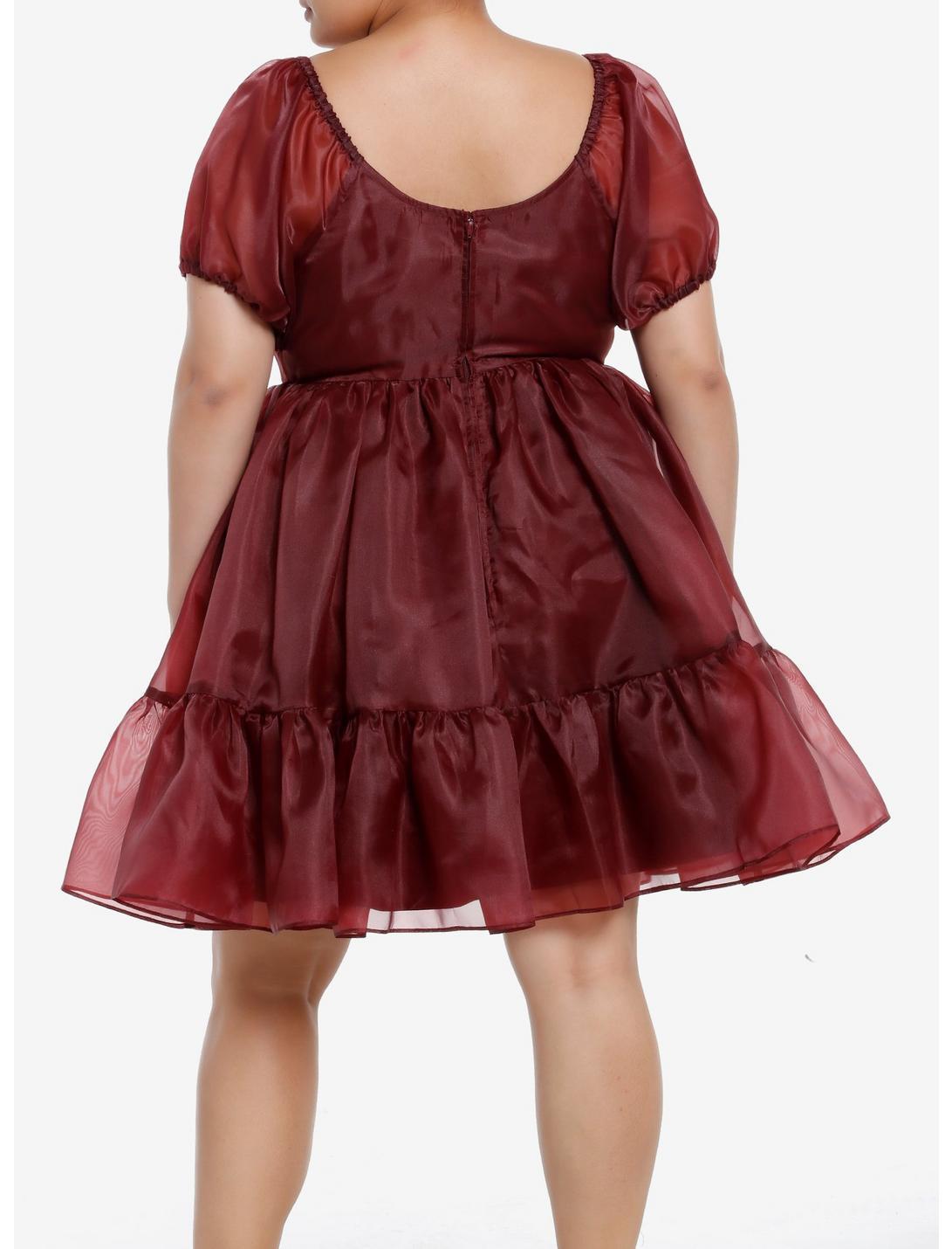 Cosmic Aura Maroon Organza Tiered Dress Plus Size Product Image