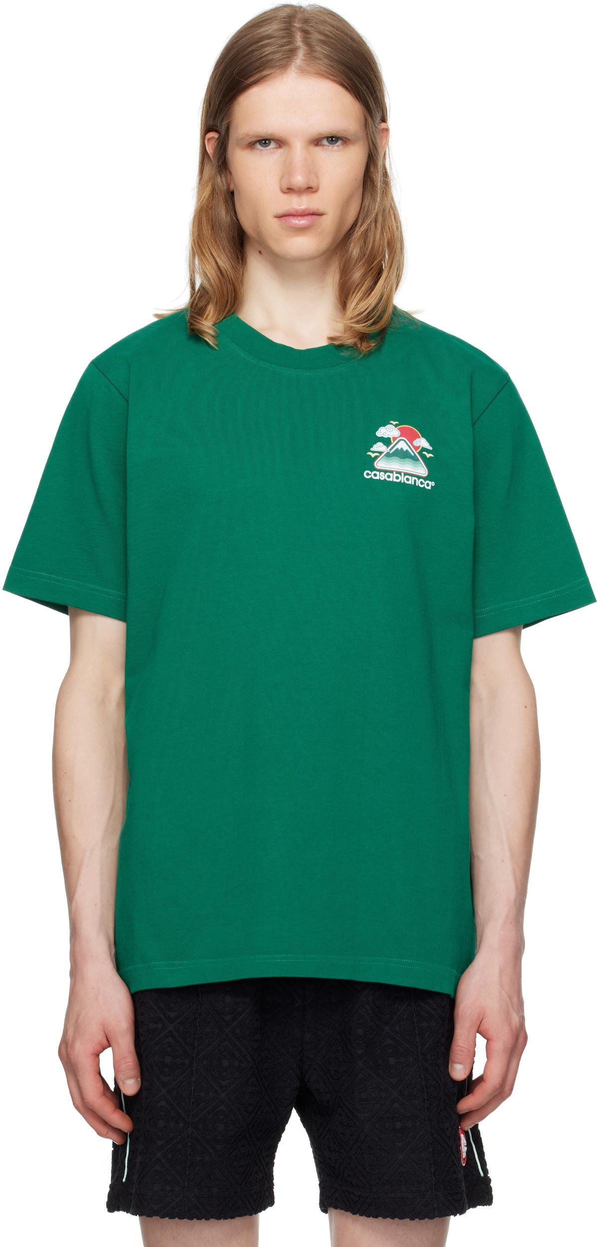 CASABLANCA Mens Montagne Ondulee Brand-print Cotton-jersey T-shirt In Green Product Image