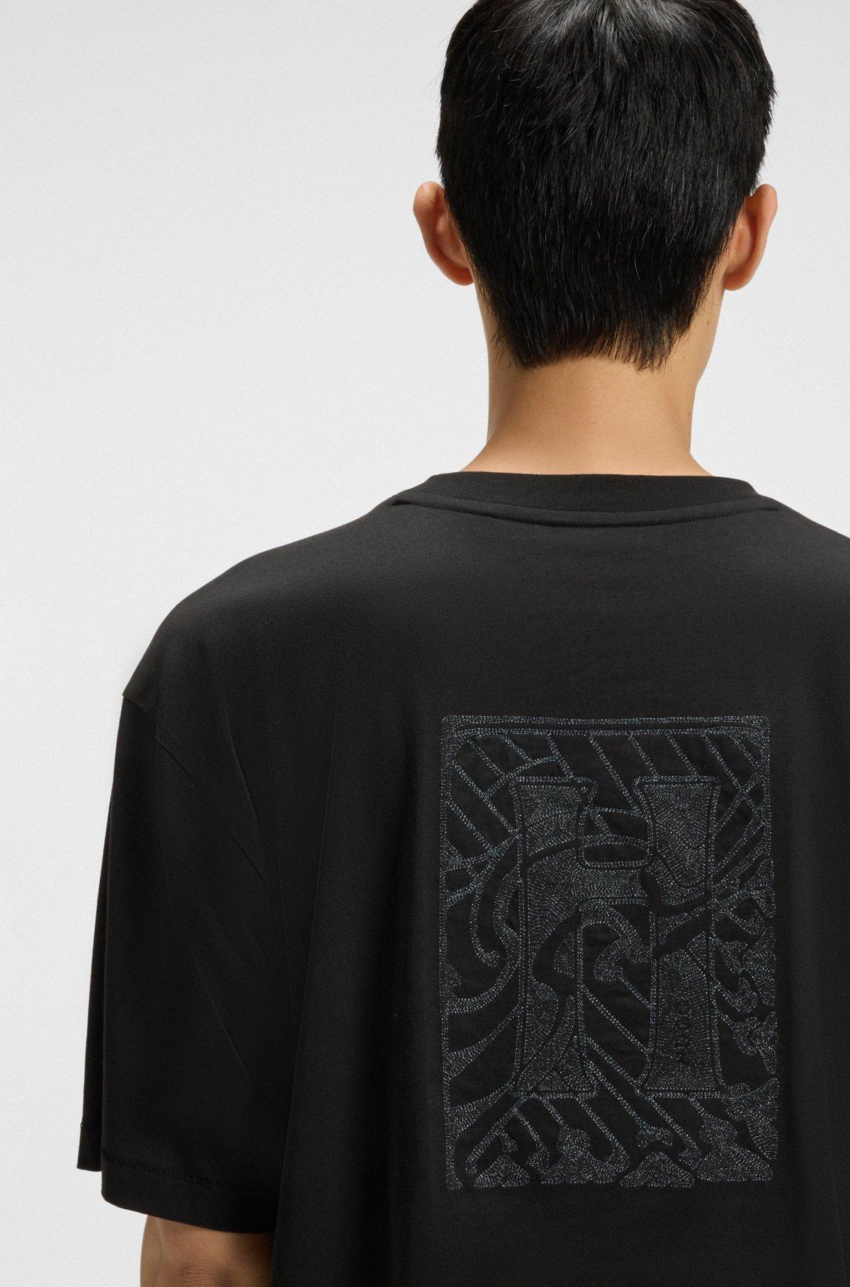 Cotton jersey T-shirt with curved embroidered logo Product Image