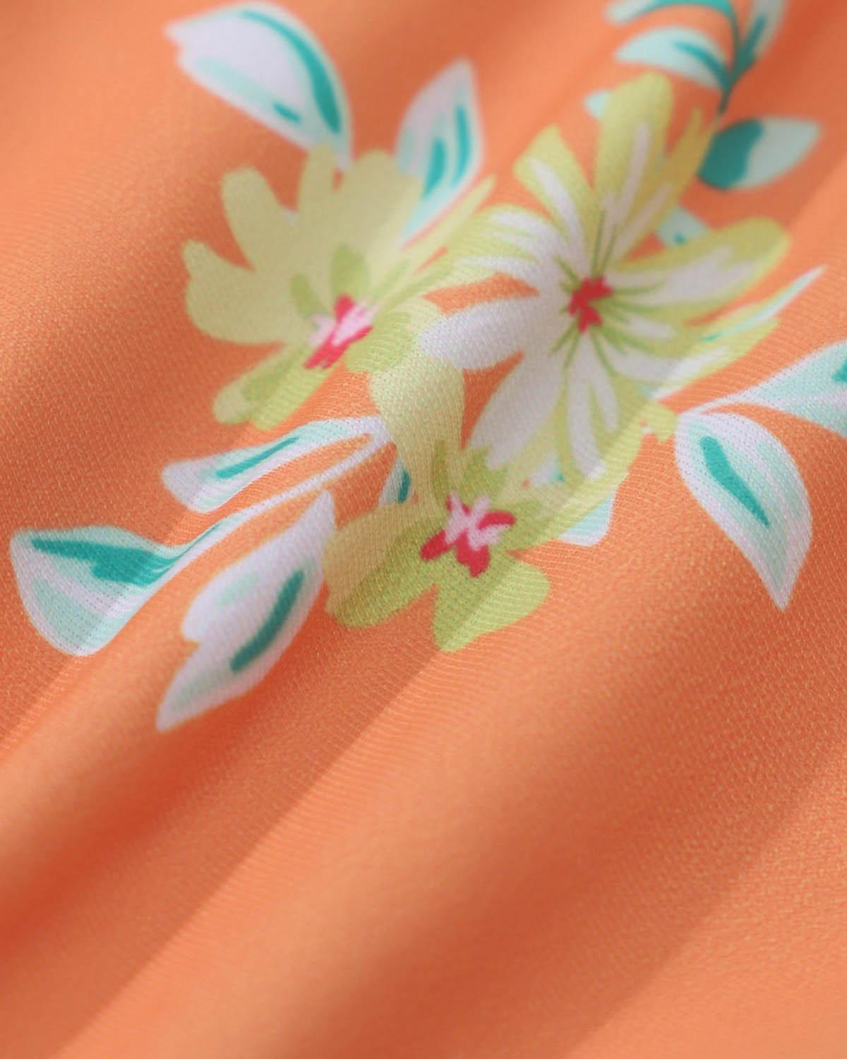 Orange Plaid Floral Underwire Bikini Set Product Image