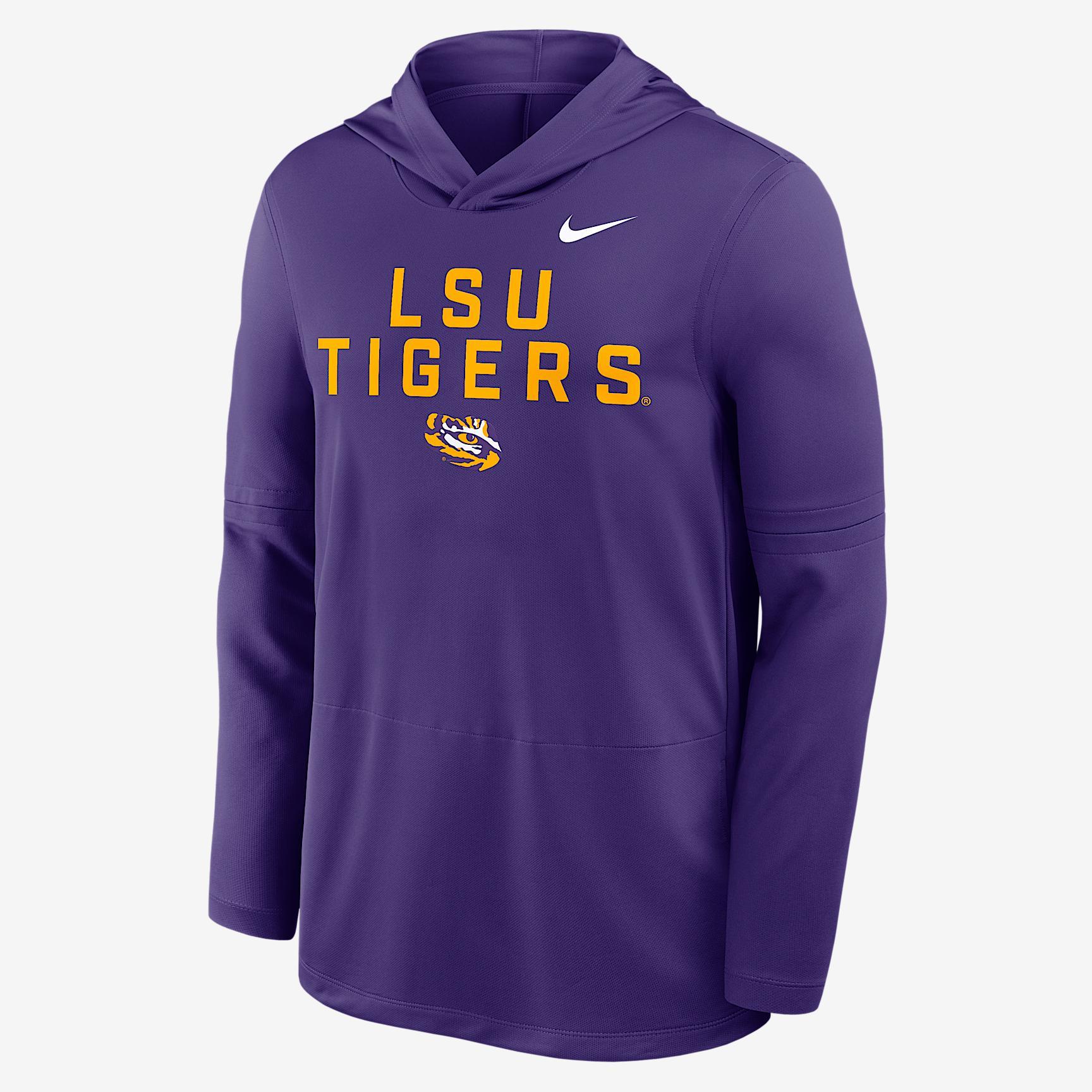 LSU Sideline Men's Nike Dri-FIT College Long-Sleeve Hooded Top Product Image