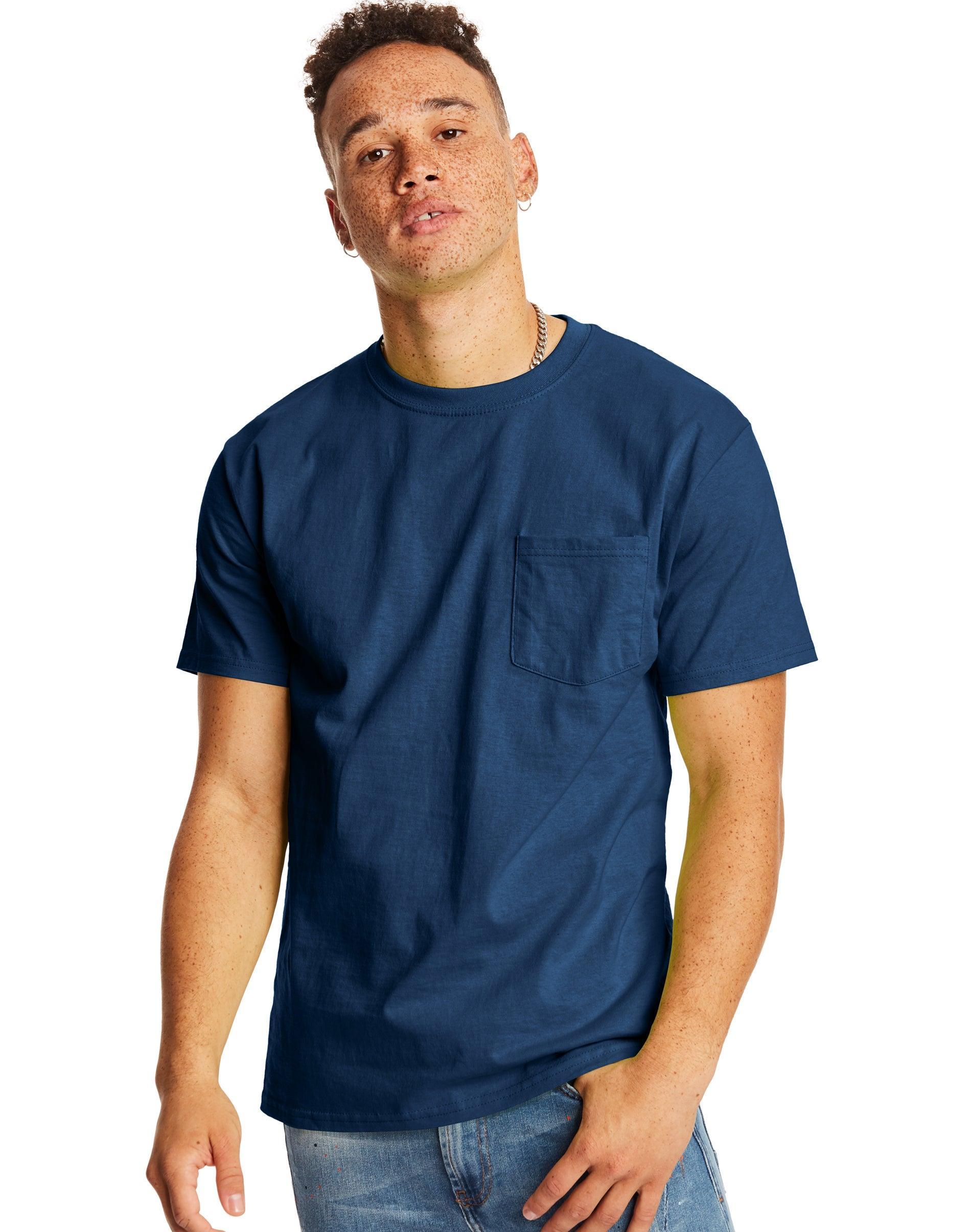 Hanes Mens Authentic Pocket T-Shirt Navy 2XL Product Image