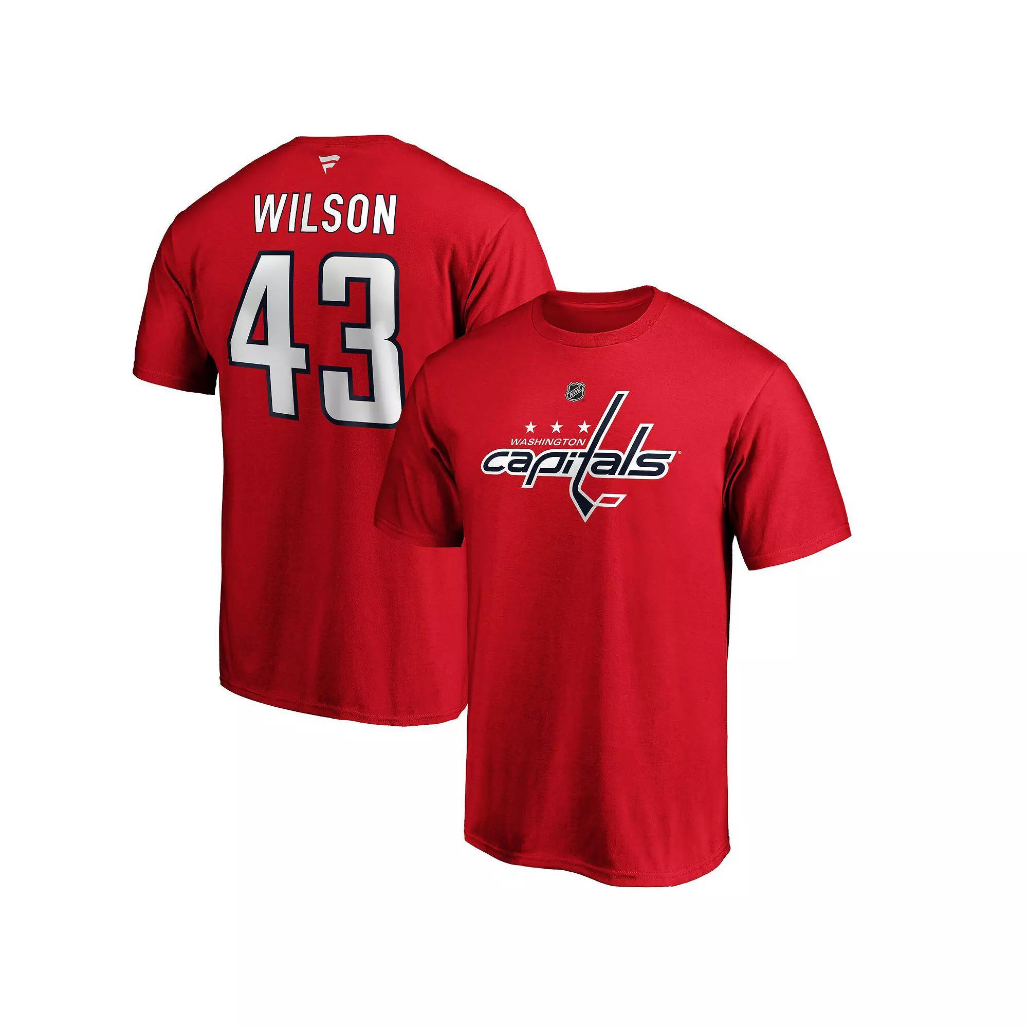 Men's Fanatics Branded Tom Wilson Red Washington Capitals Team Authentic Stack Name & Number T-Shirt, Size: XL Product Image