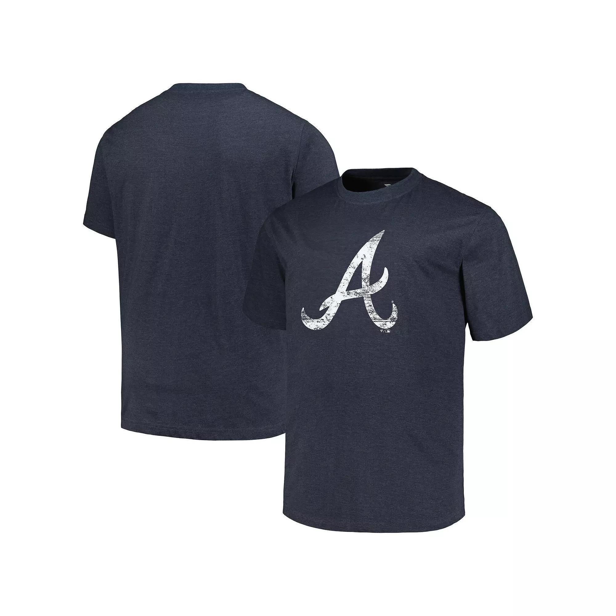 Men's Profile Heather Navy Atlanta Braves Big & Tall Weathered Logo T-Shirt, Size: 2XB, Blue Product Image