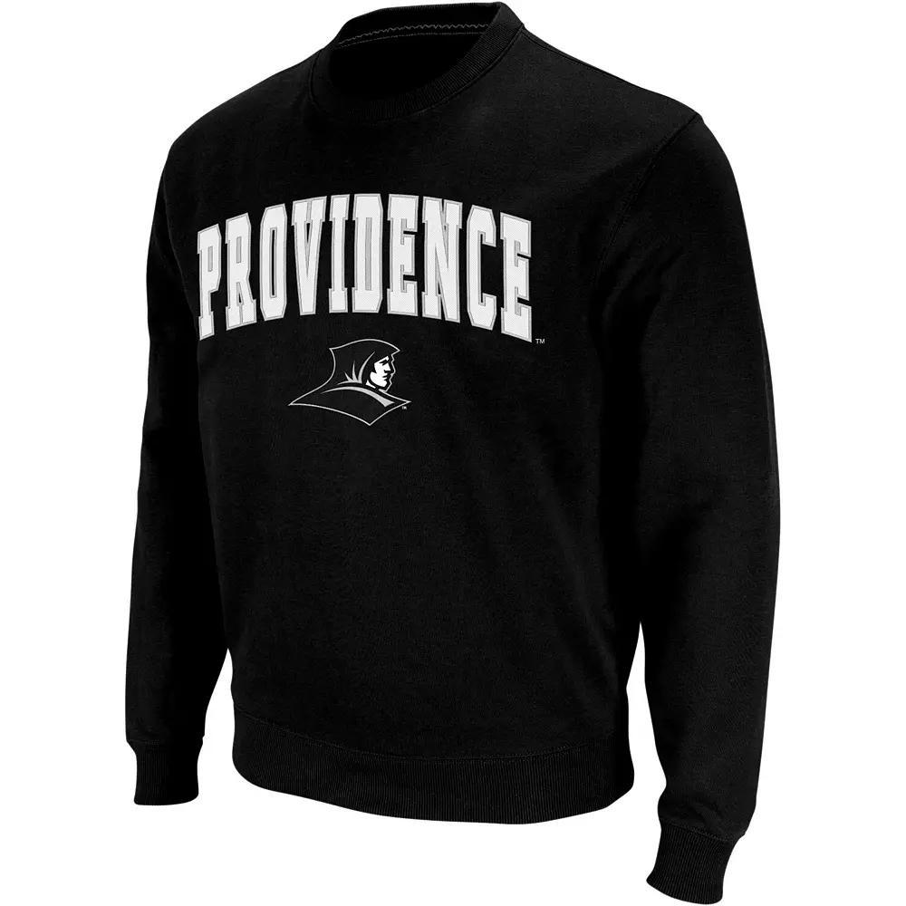 Men's Colosseum Black Providence Friars Arch & Logo Crew Neck Sweatshirt, Size: Small, Prv Black Product Image