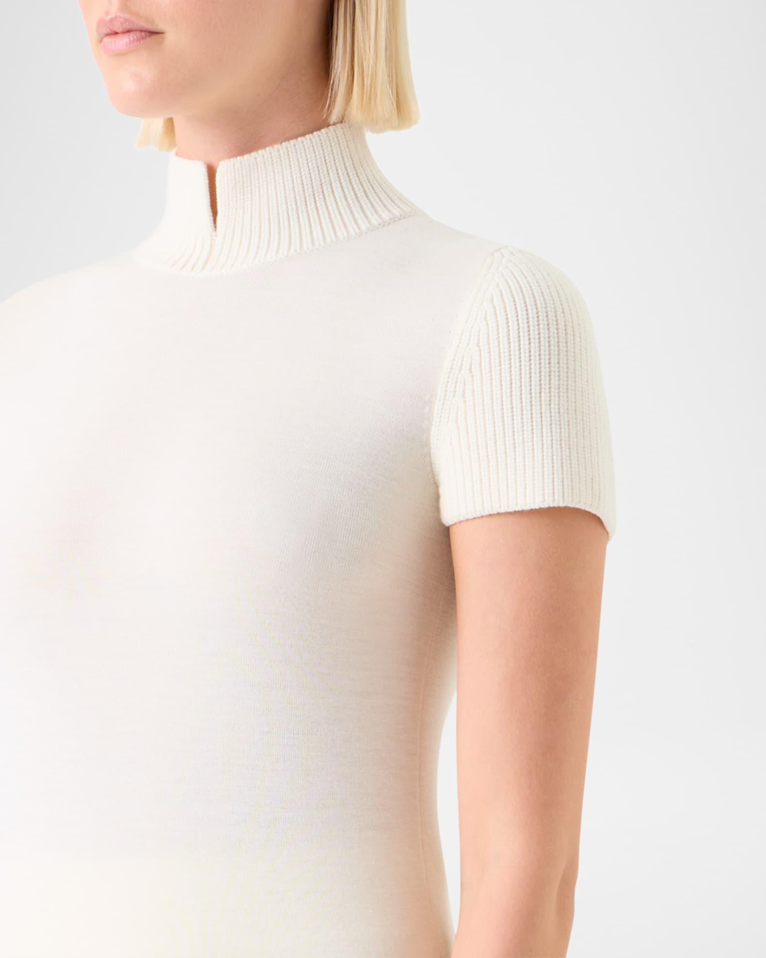 Slit Mock-Neck Short-Sleeve Sweater Product Image