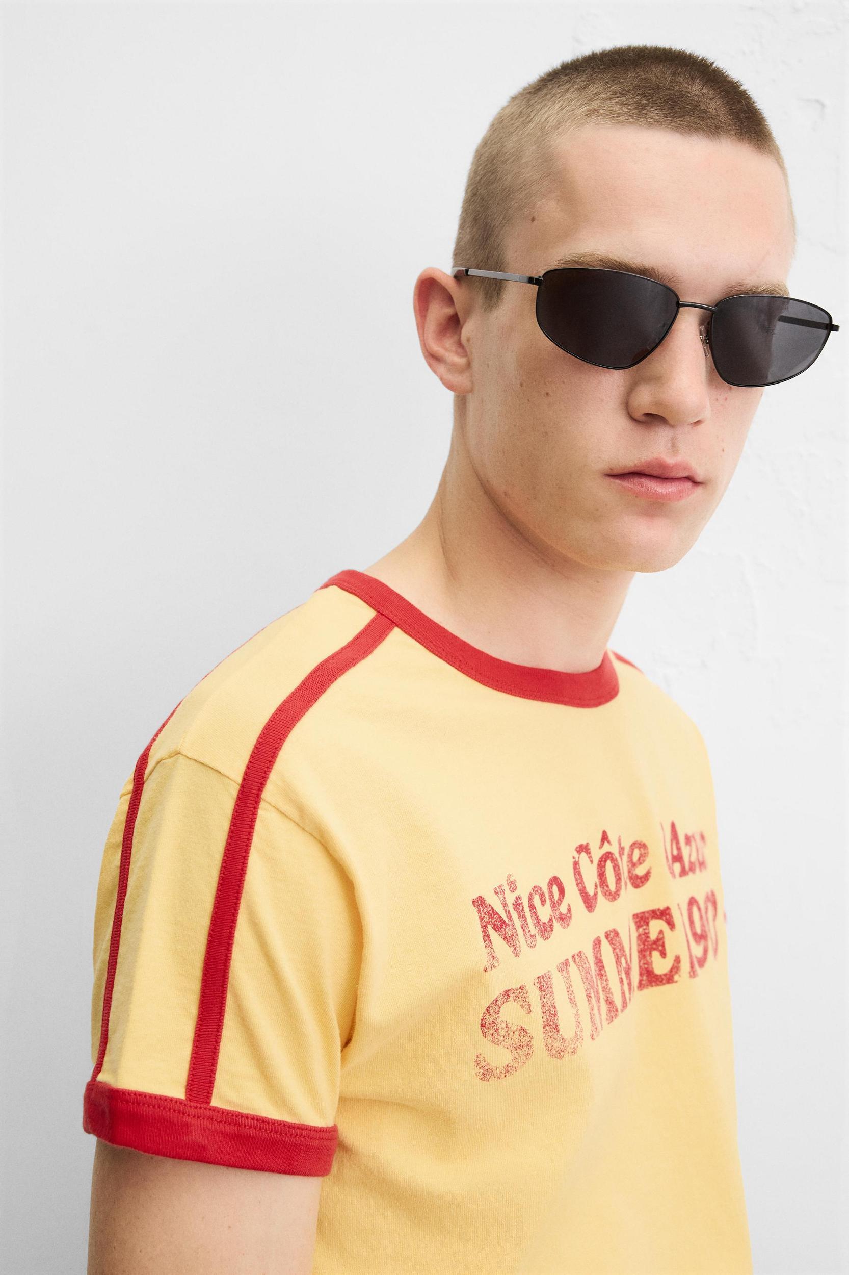 RIB CONTRAST TEXT T-SHIRT Product Image