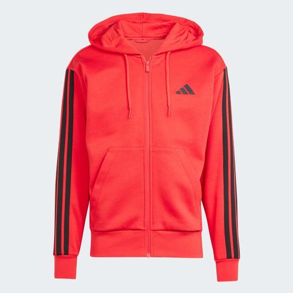 Men's adidas Essentials 3-Stripes Fleece Sportswear Zip Front Hoodie, Size: Medium, Medium Grey Grey Product Image