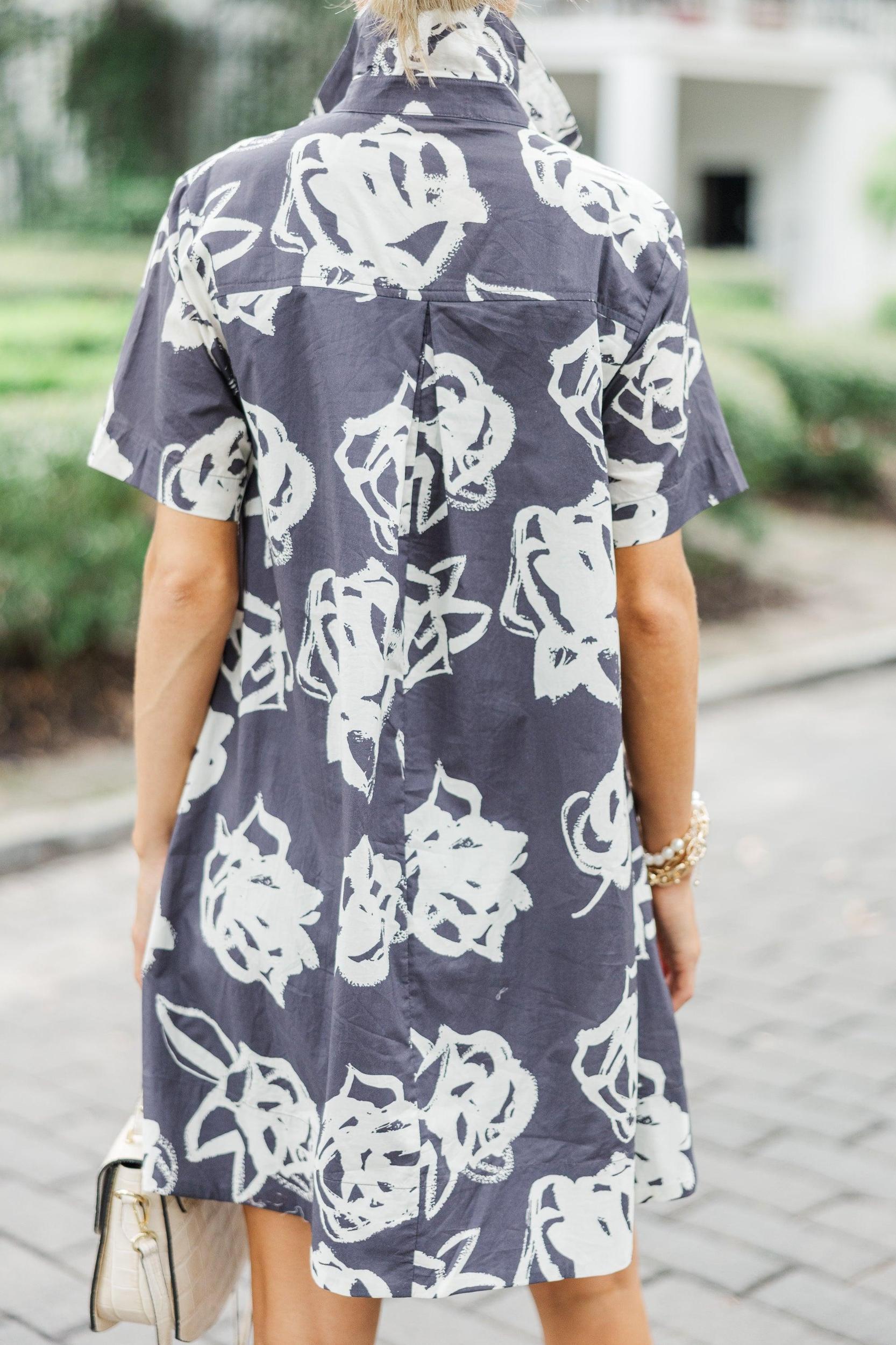 Back To You Charcoal Gray Floral Dress Female Product Image