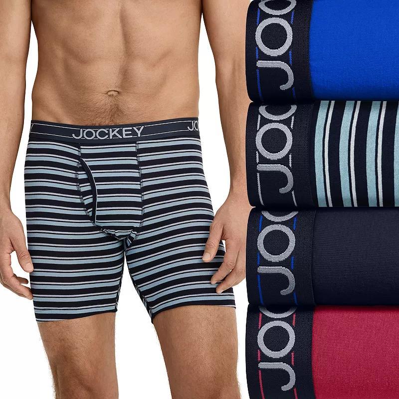 Men's Jockey® 4-Pack Cotton Blend Long Leg Boxer Brief, Size: Medium, Black Product Image