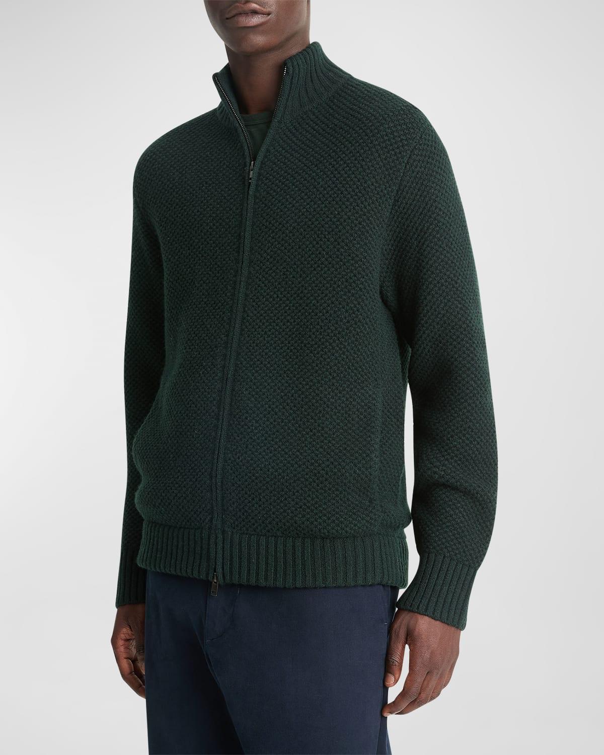Mens Wool Piqu Zip-Front Cardigan Product Image