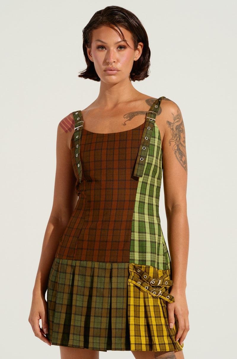 PLAYTIME IS OVER PLAID MINI DRESS Product Image