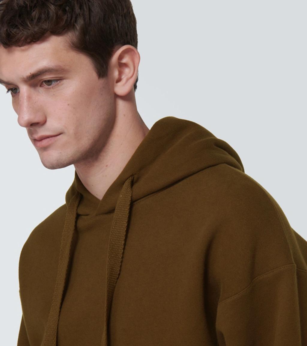 LEMAIRE Cotton-blend Jersey Hoodie In Brown Product Image