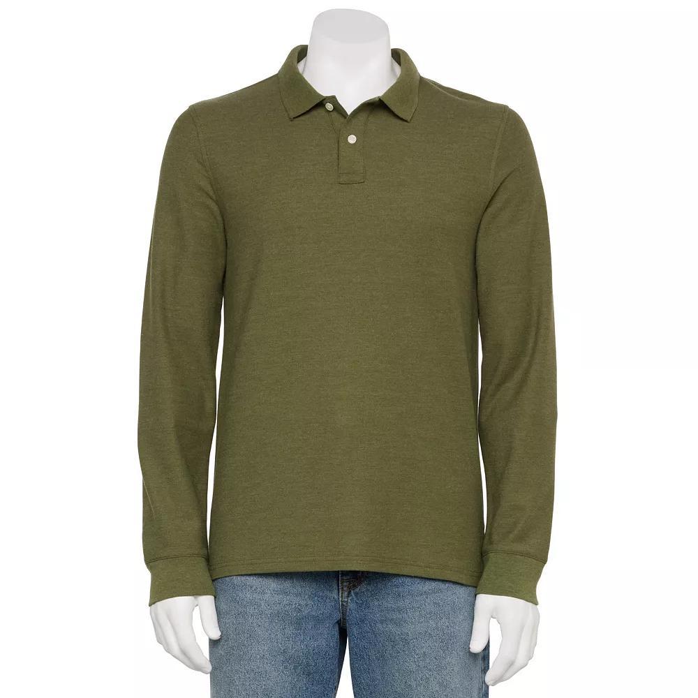 Mens Sonoma Goods For Life Adaptive Long Sleeve Pique Polo Green Product Image
