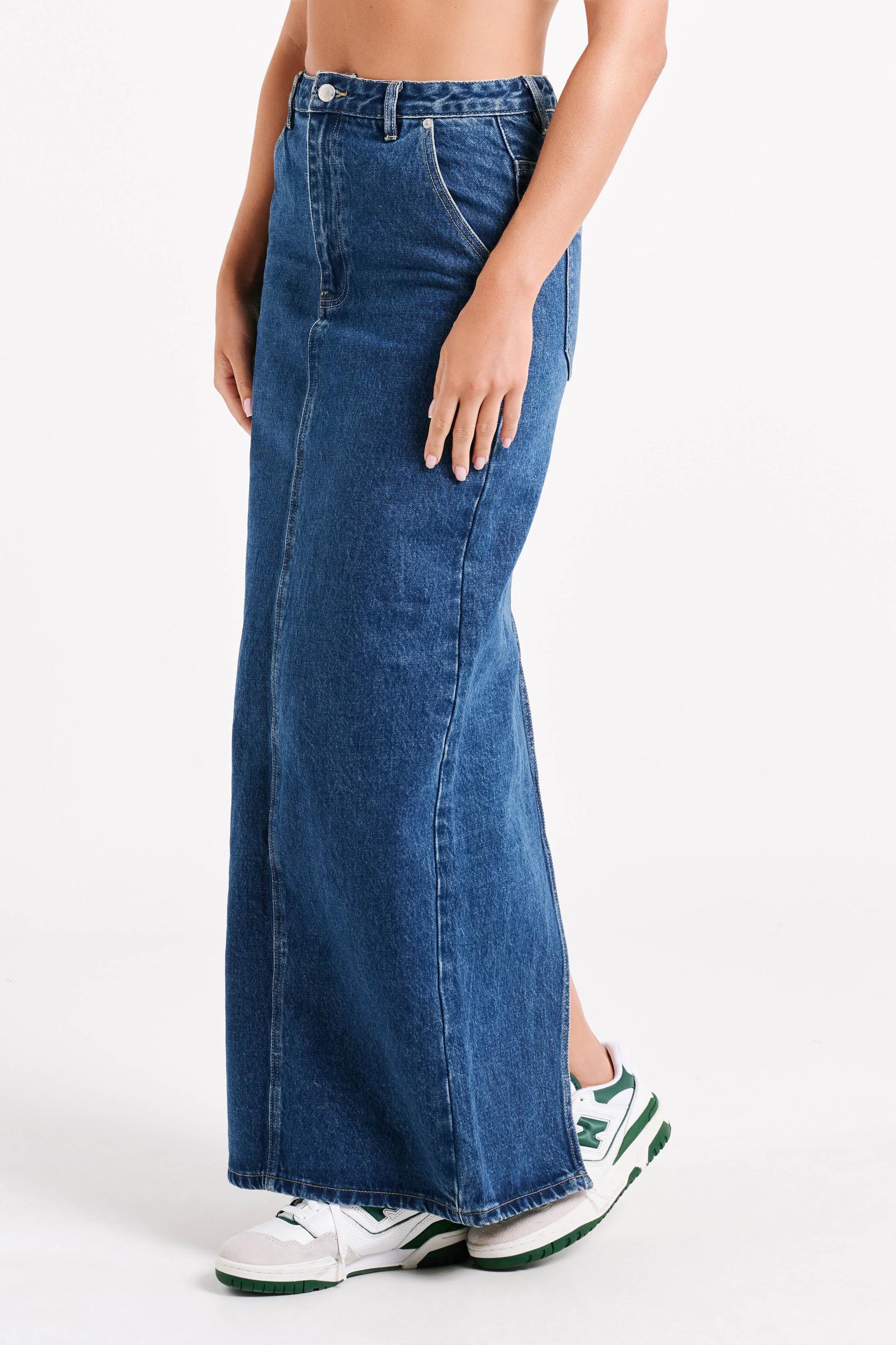 Illona Denim Maxi Skirt - Dark Blue Product Image