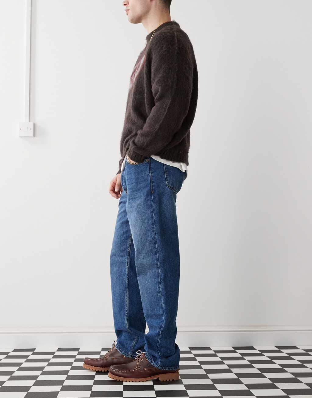 Dr Denim Dash regular fit straight leg in dark blue stone with spray Product Image