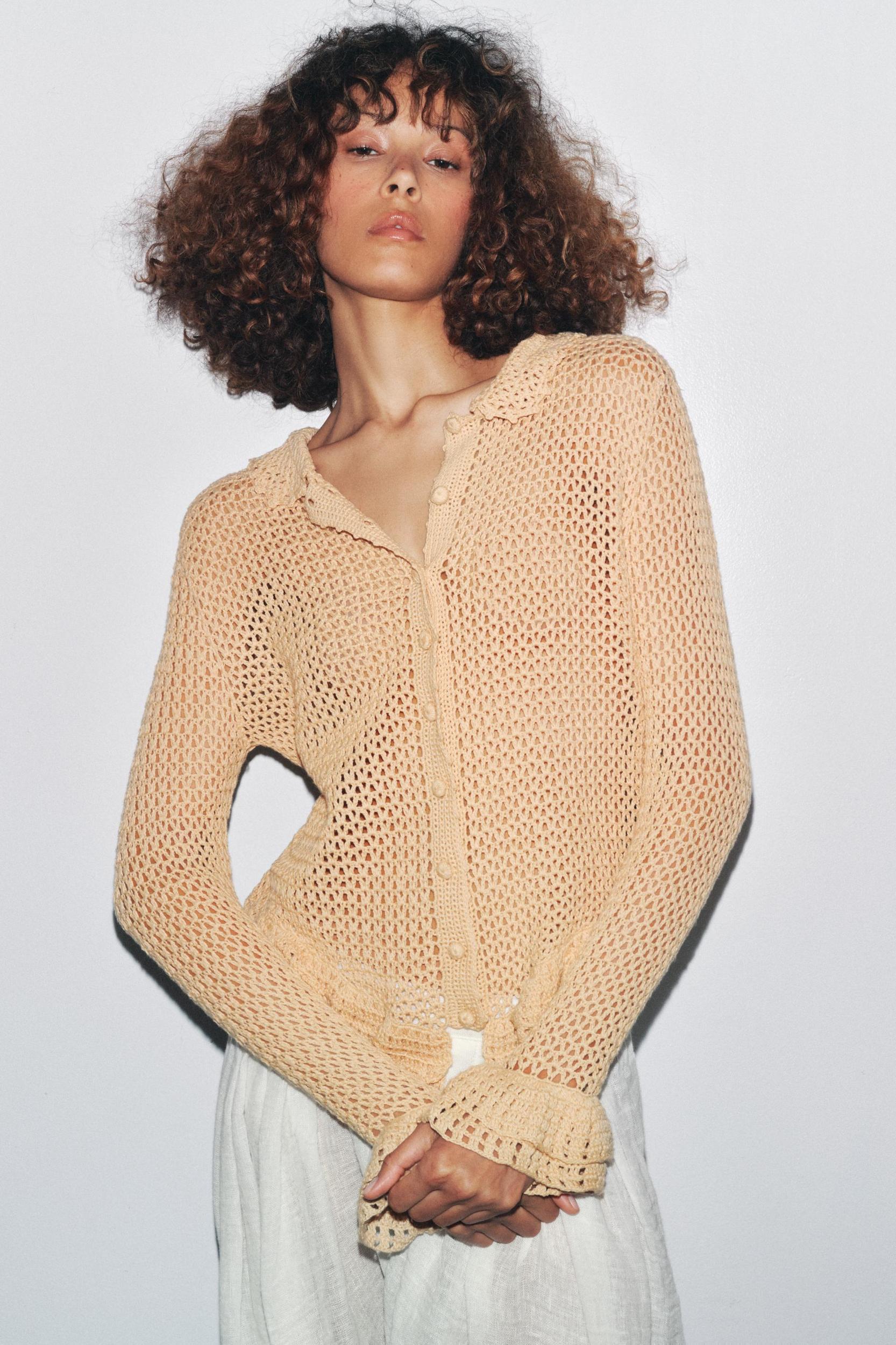 CROCHET KNIT CARDIGAN Product Image