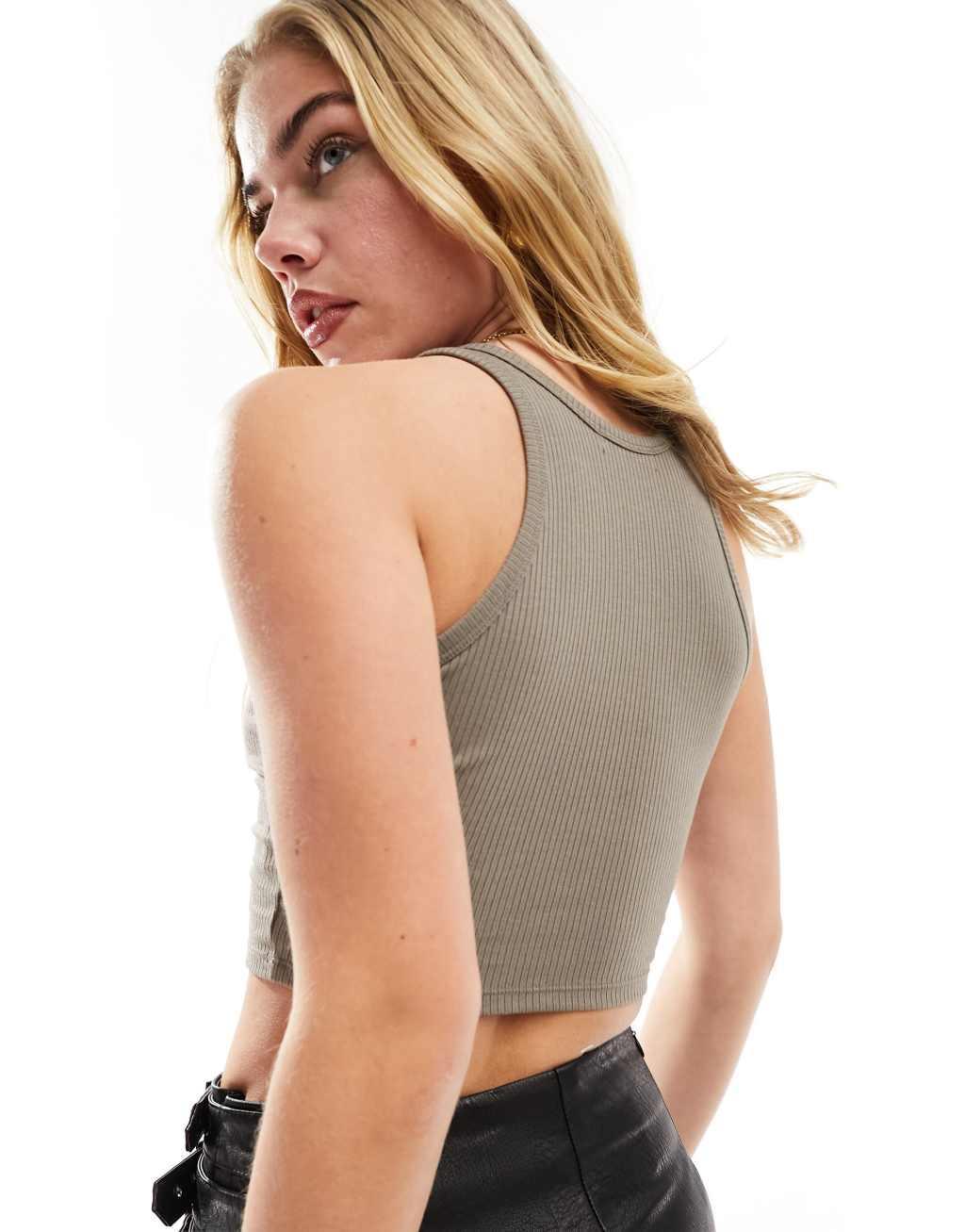 Urban Revivo round neck cropped tank top Product Image