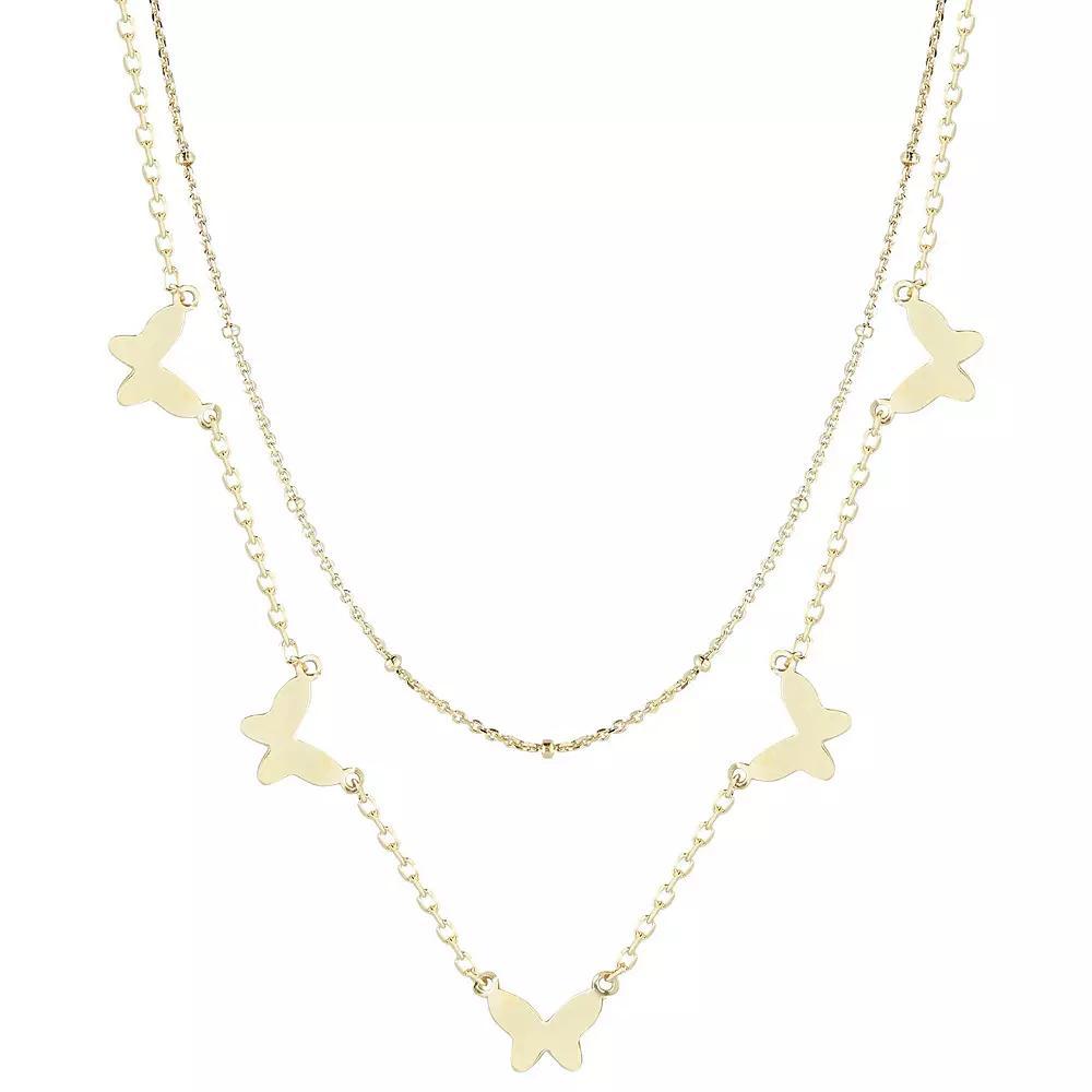 Sunkissed Sterling Cubic Zirconia Double Layered Butterfly Necklace, Women's, Size: 17", Gold Tone Product Image