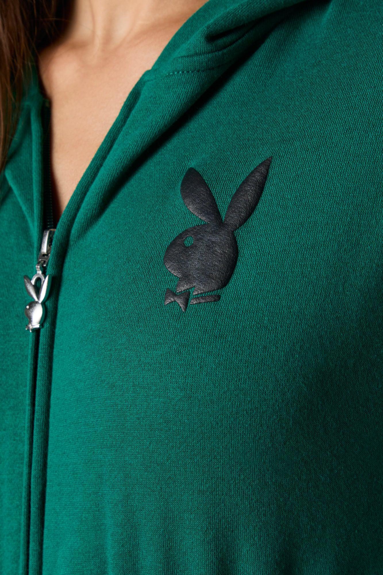 Playboy Graphic Cropped Zip-Up Fleece Hoodie Female Product Image