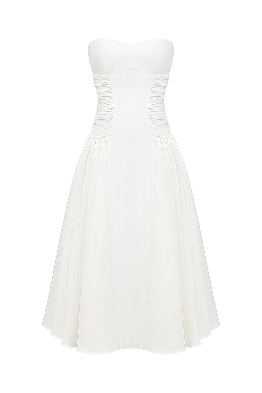 Georgiana  white cotton strapless midi sundress Product Image