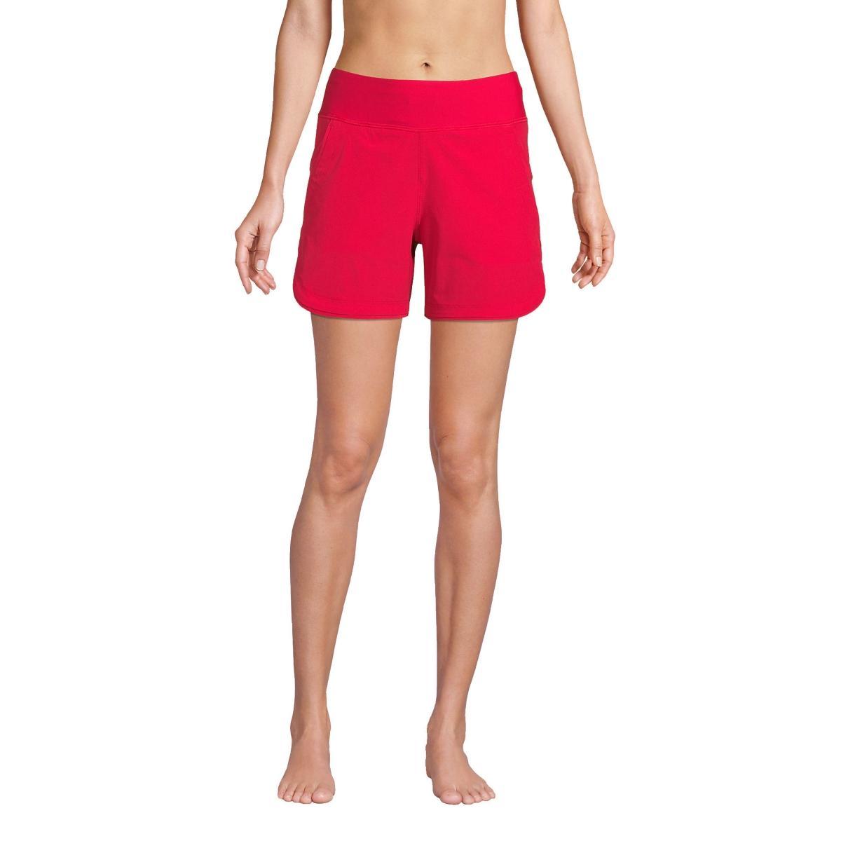 Petite Lands' End 5" Quick Dry Elastic Waist Board Shorts Swim Cover-up, Women's, Size: 12 Petite, Deep  Blue Product Image