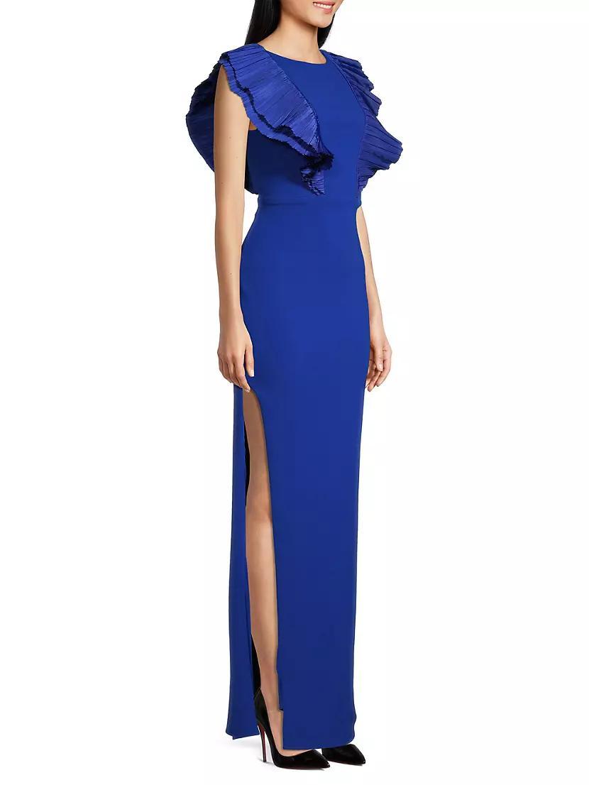 Ruffled Flutter-Sleeve Gown Product Image