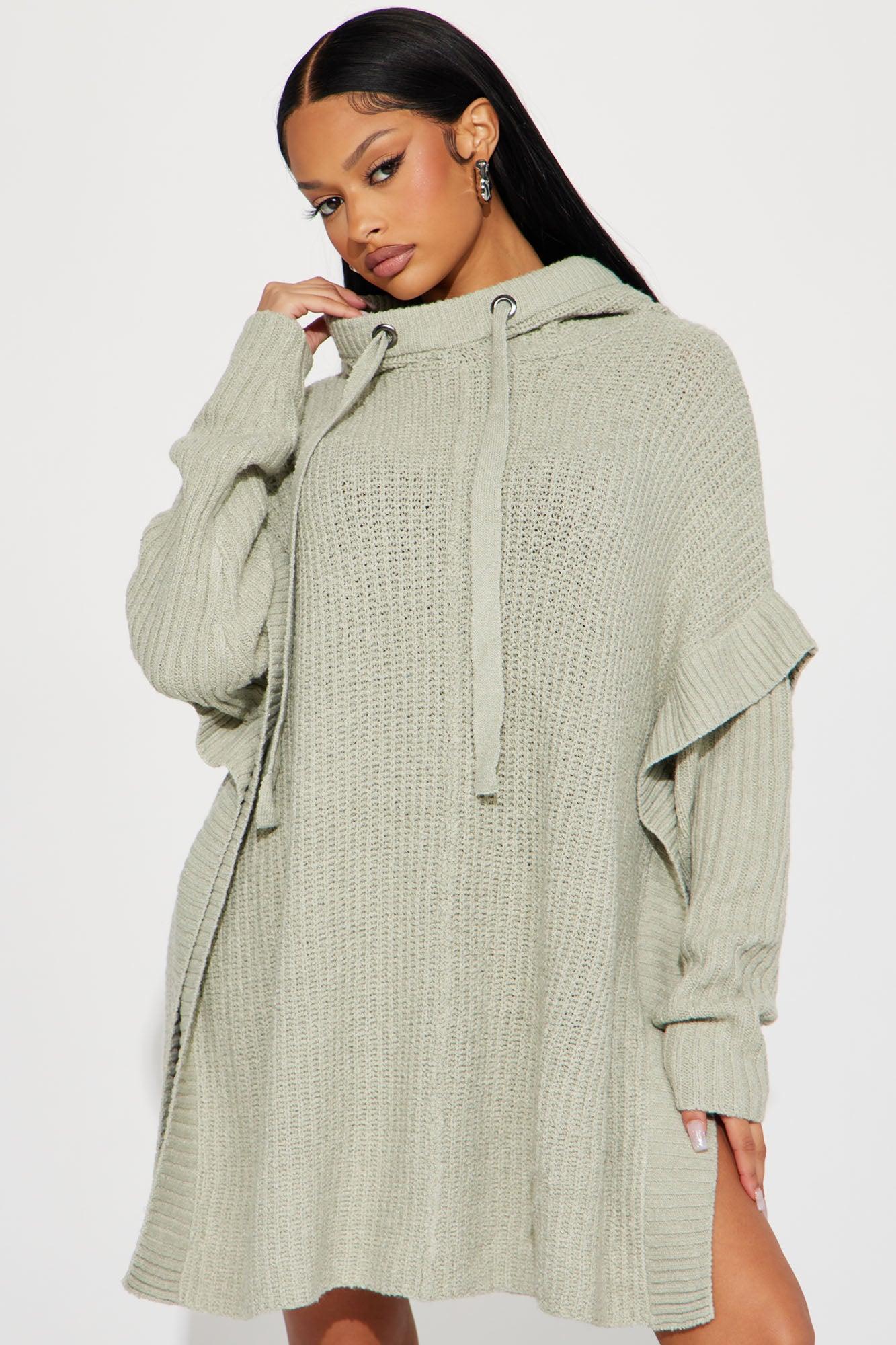 Comfy and Chill Hooded Sweater - Sage Product Image