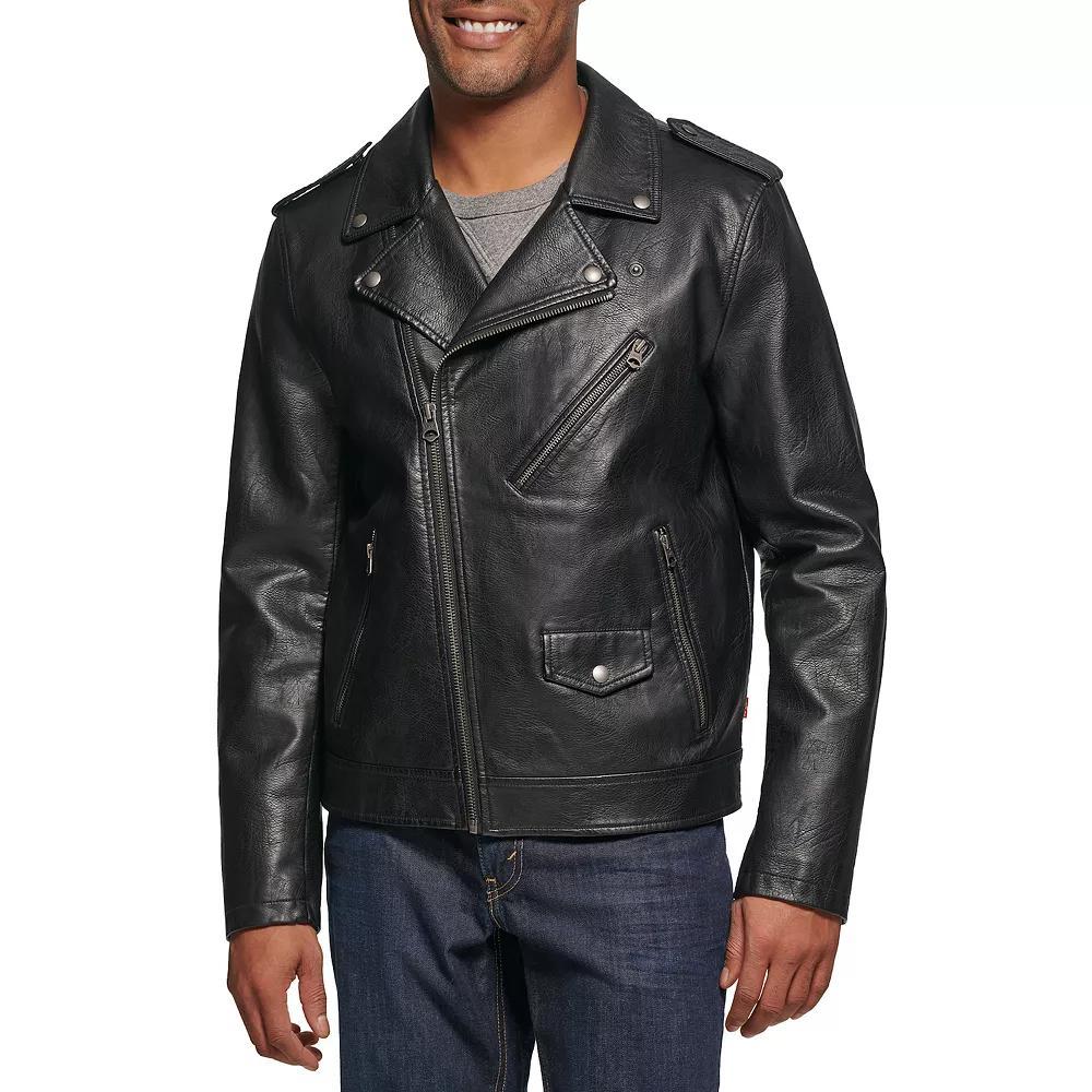 Men's Levi's® Faux Leather Moto Jacket, Size: Small, Saddle Product Image