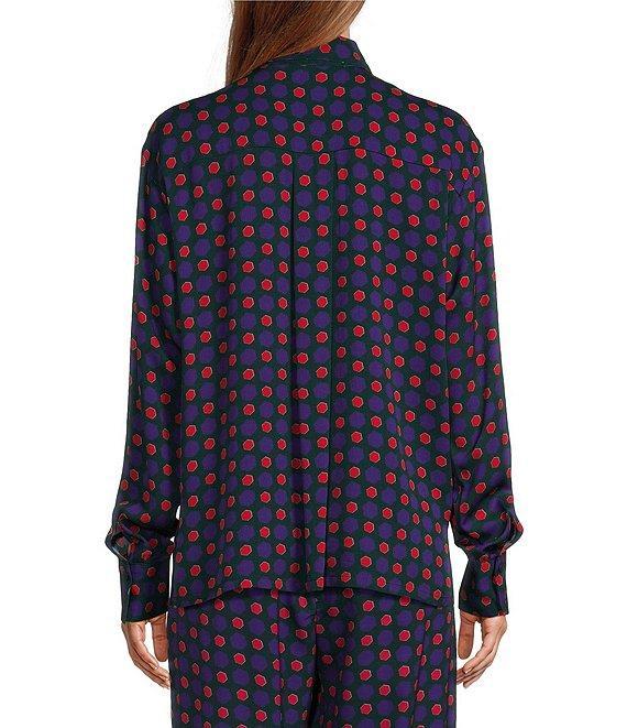 COREY LYNN CALTER Yimmi Crepe Dot Print Point Collar Long Sleeve Button Front Coordinating Top Product Image