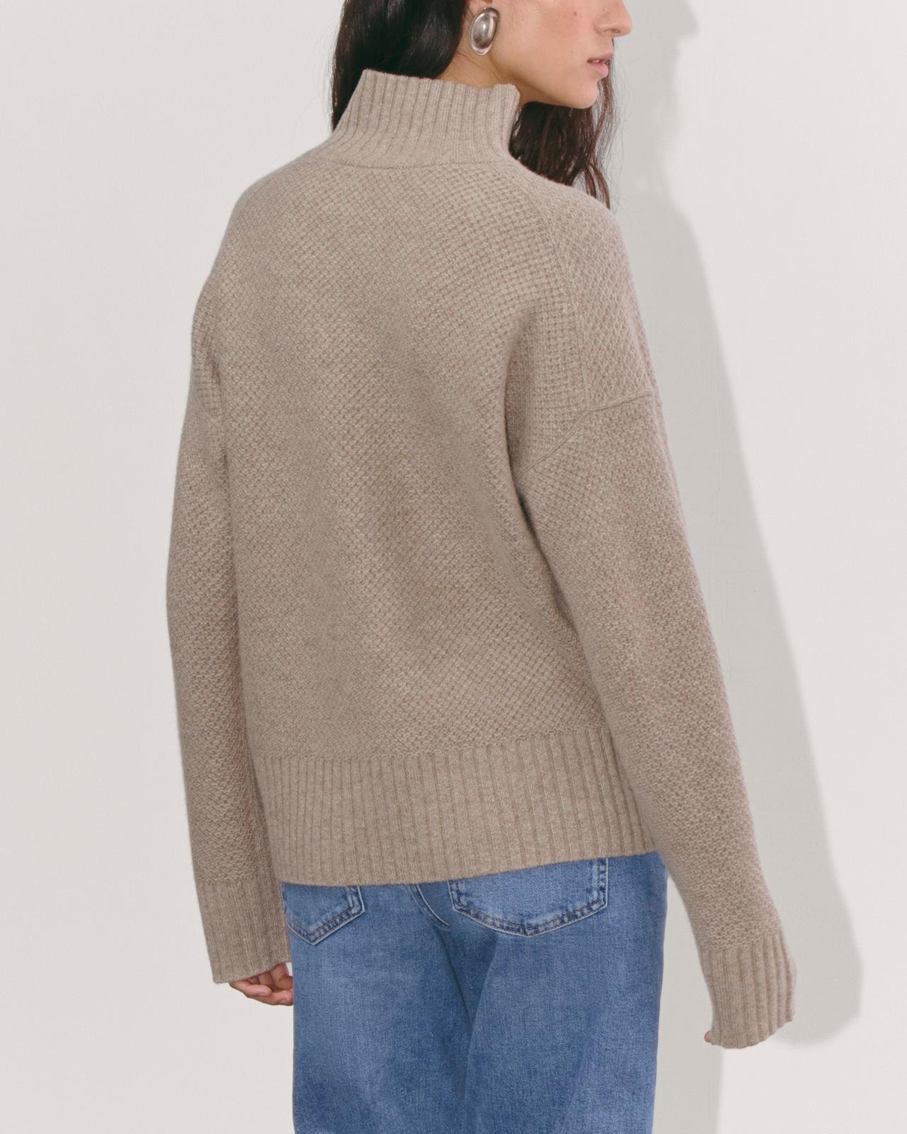 The Honeycomb Funnel Neck in Wool Cashmere Product Image
