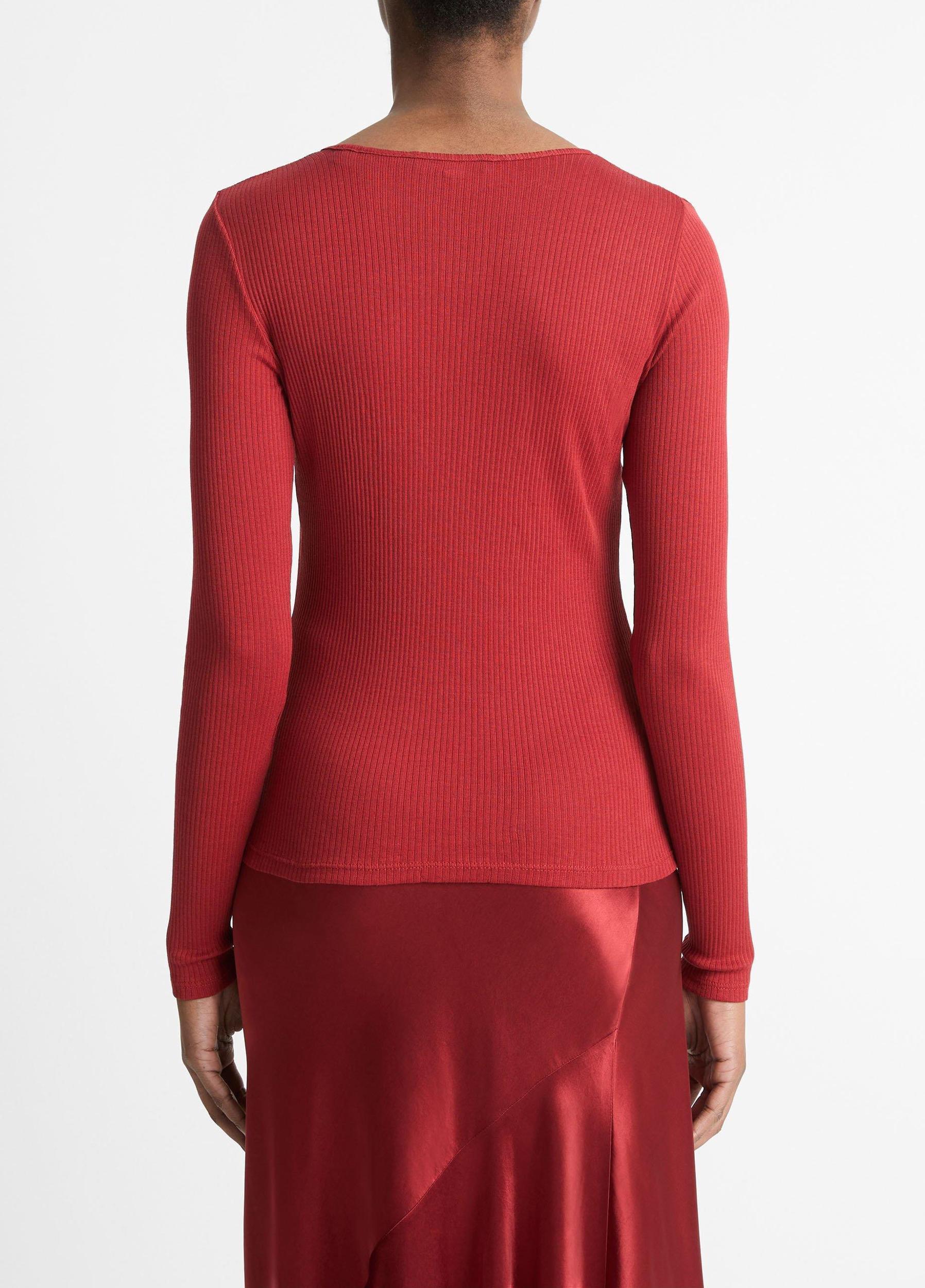 Womens Ribbed Pima Cotton Long-Sleeve T-Shirt, Light Butter, Size M Vince Product Image