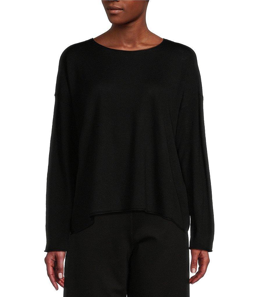Eileen Fisher Fine Merino Wool Round Neck Long Sleeve Sweater Product Image